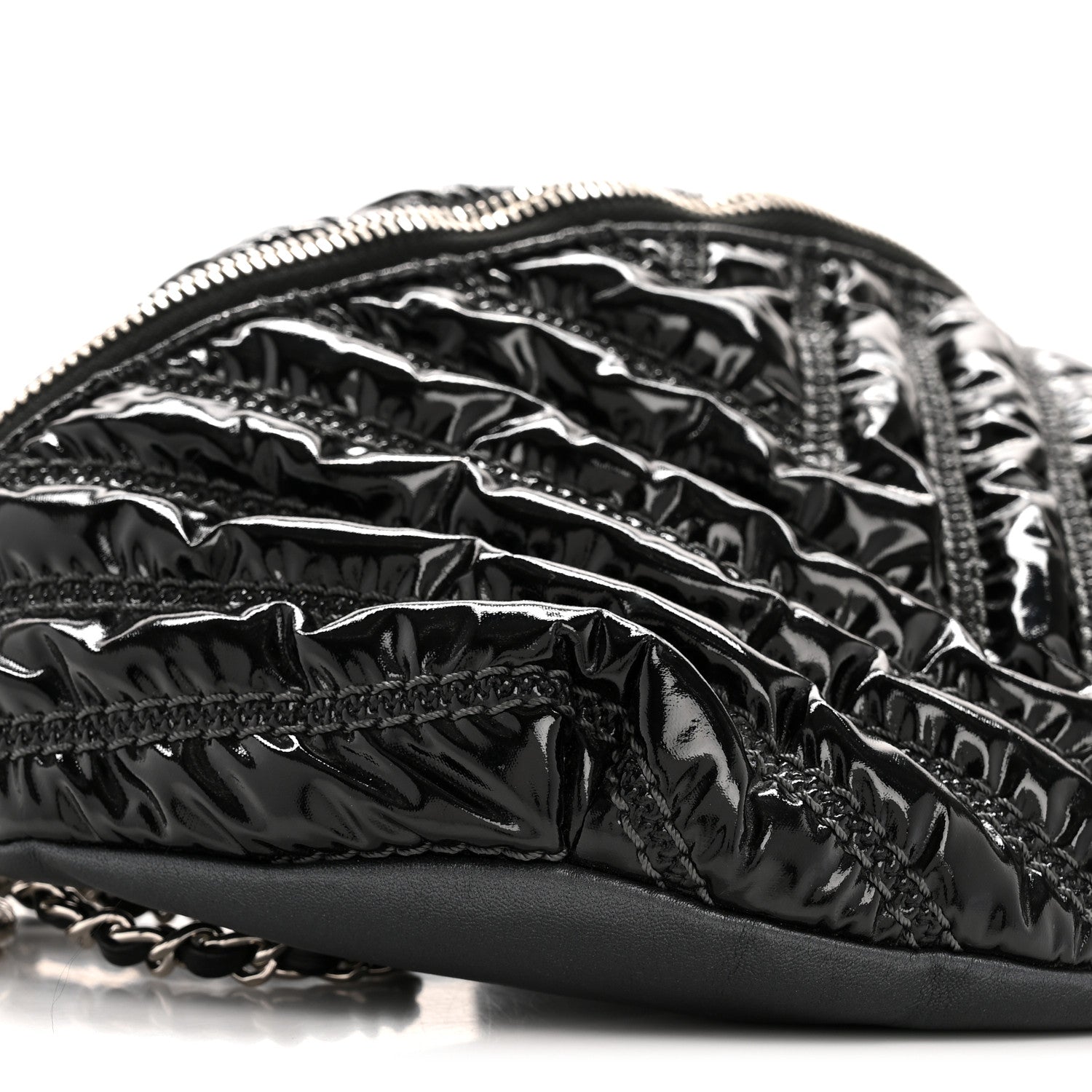 Lame Chevron Space Suit Waist Bag Black