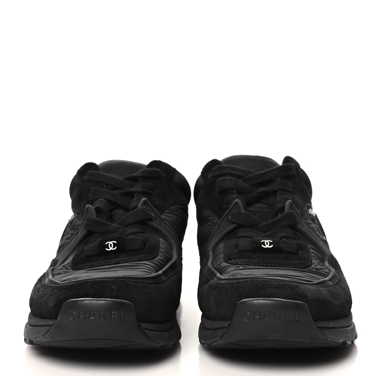 Nylon Calfskin Suede CC Sneakers 39 Black