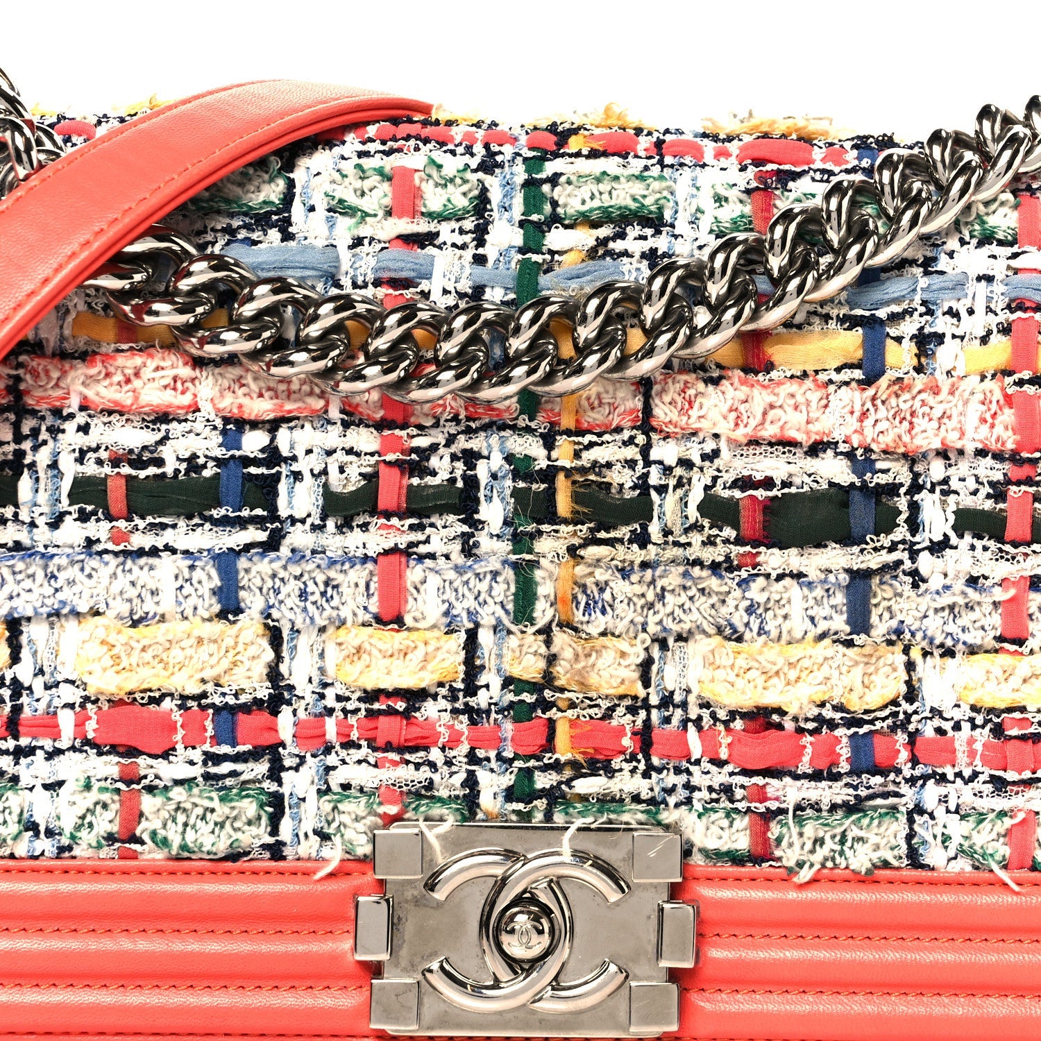 Lambskin Tweed Medium Boy Flap Coral