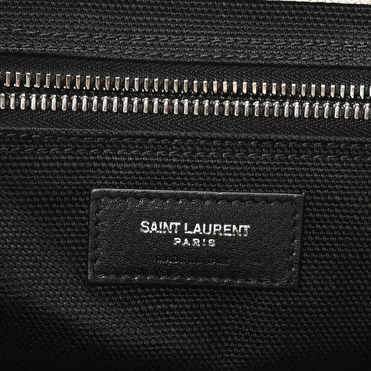 Linen Calfskin Rive Gauche North South Tote White Black