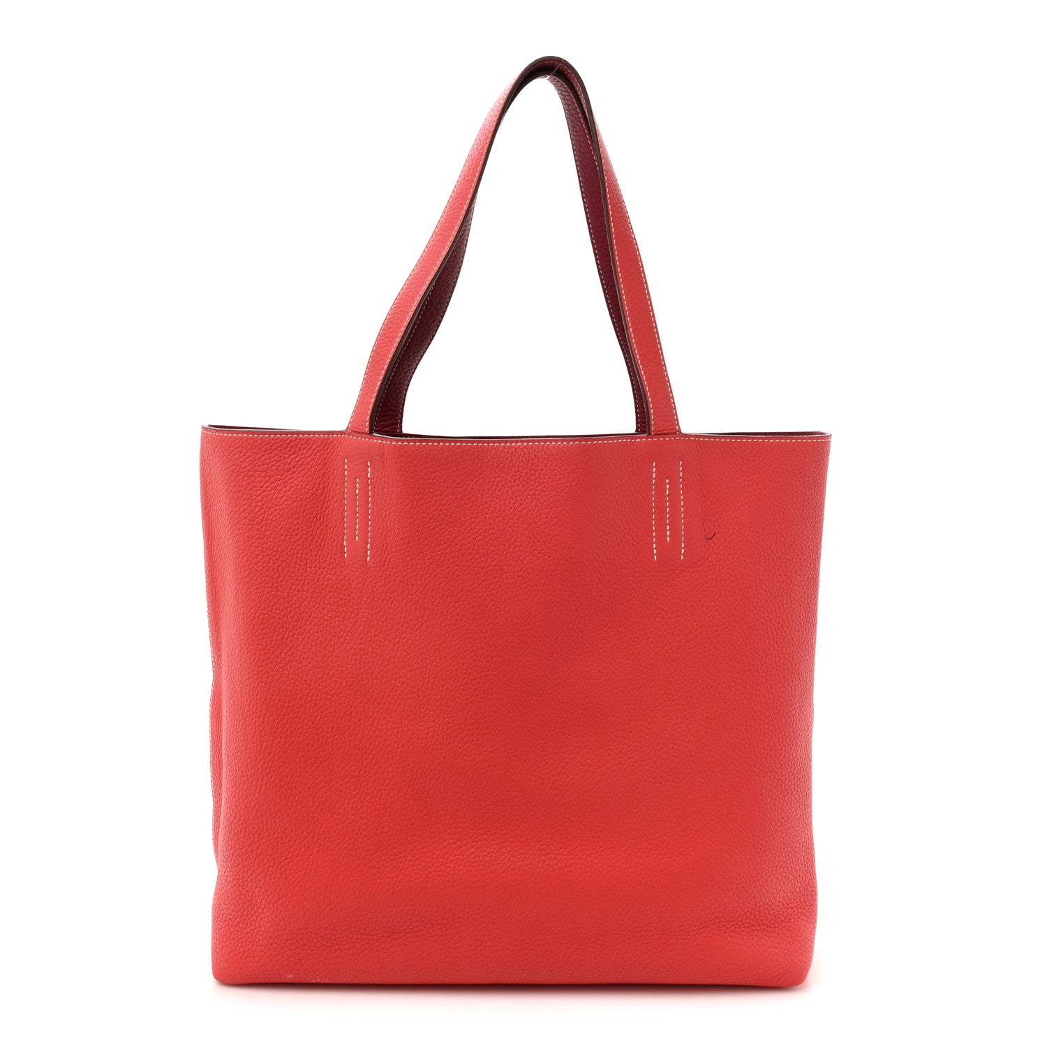 Taurillon Clemence Double Sens 36 Reversible Tote Rubis Bougainvillea