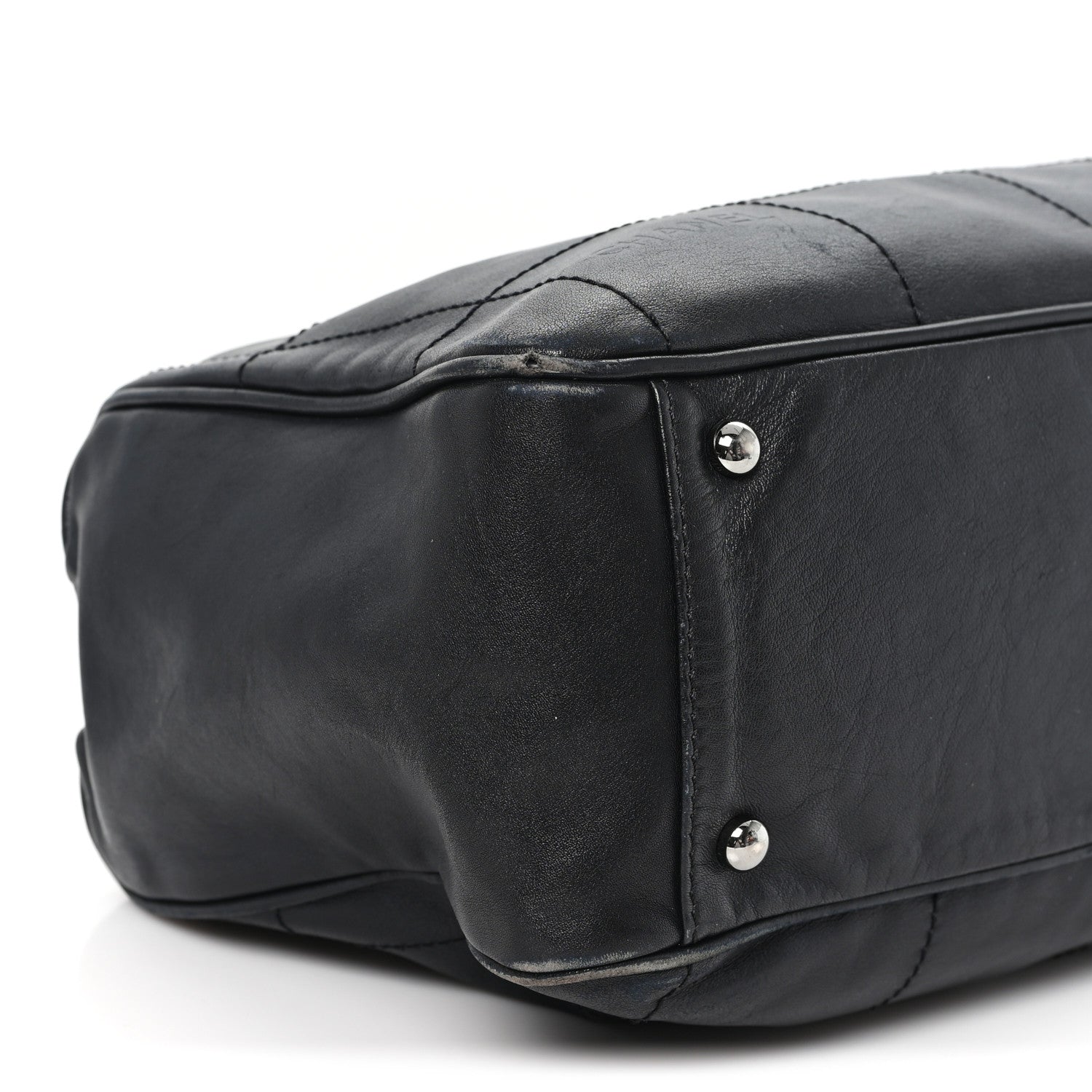 Lambskin Square Stitched Large Tote  Black