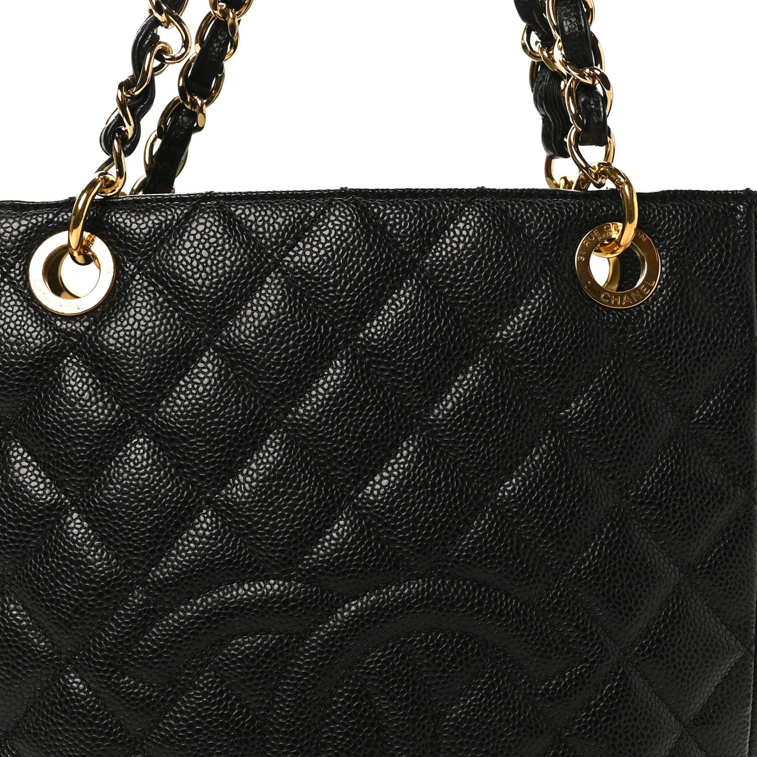 Caviar Quilted Petit Shopping Tote PST Black