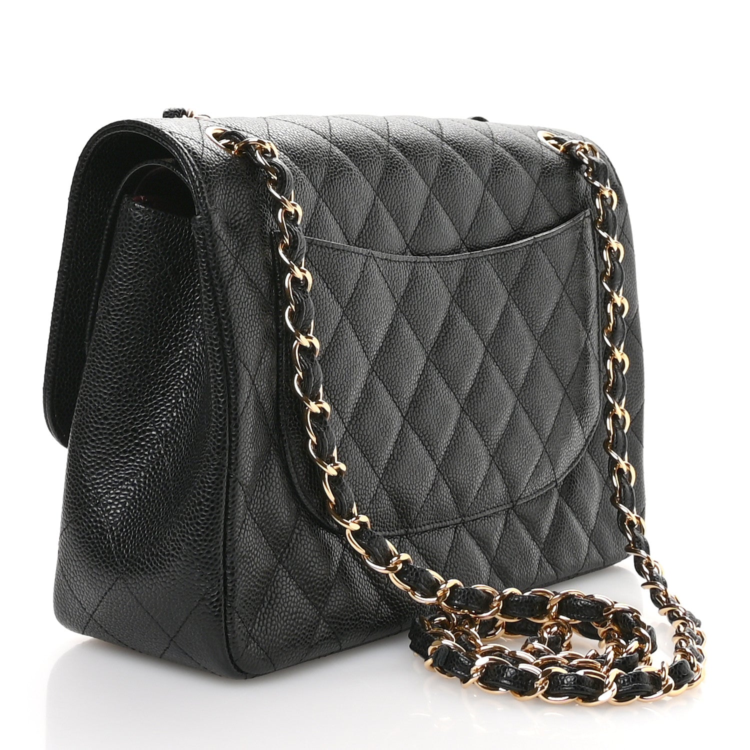Caviar Quilted Jumbo Double Flap Black