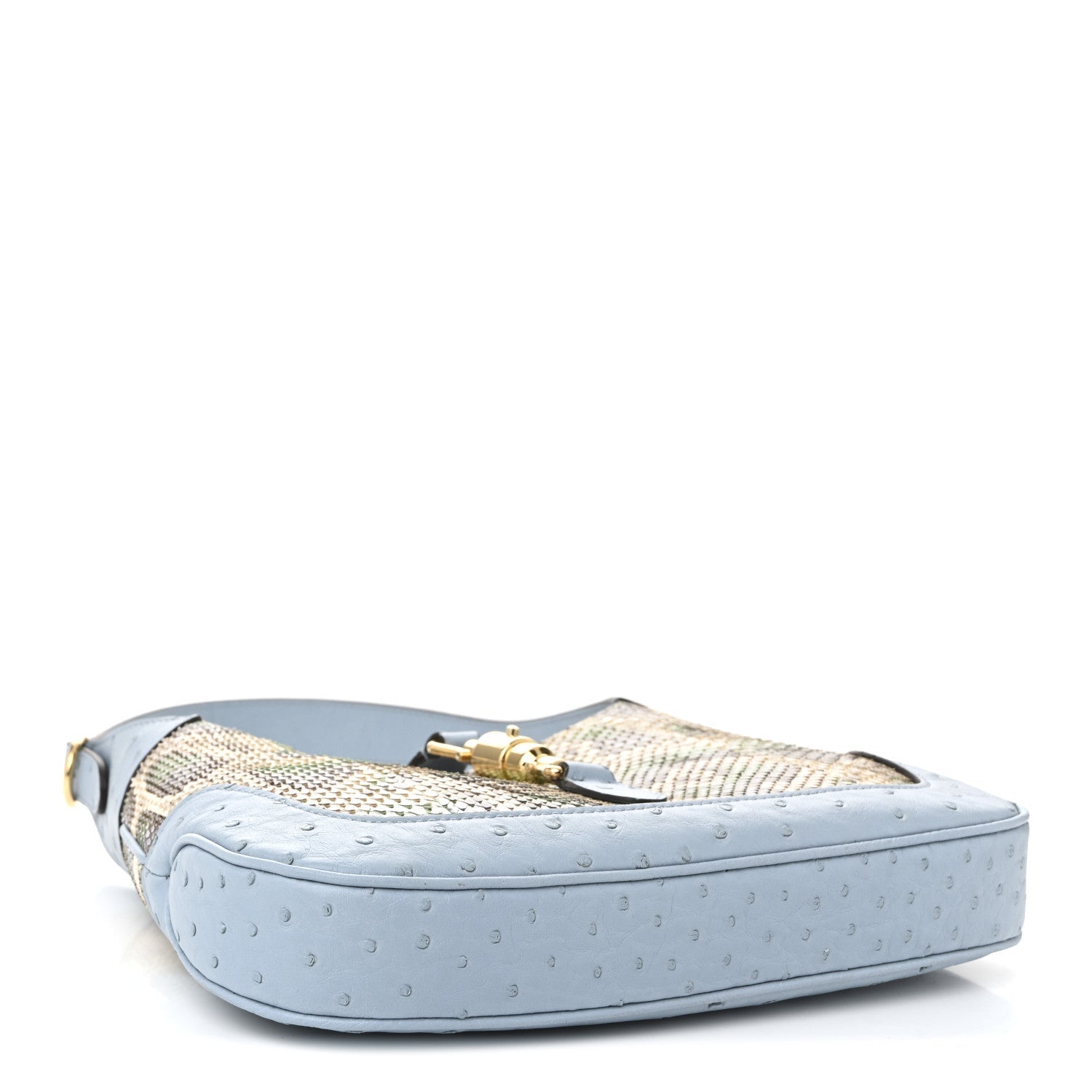 Snakeskin Ostrich Calfskin Small Jackie 1961 Hobo Blue Multicolor
