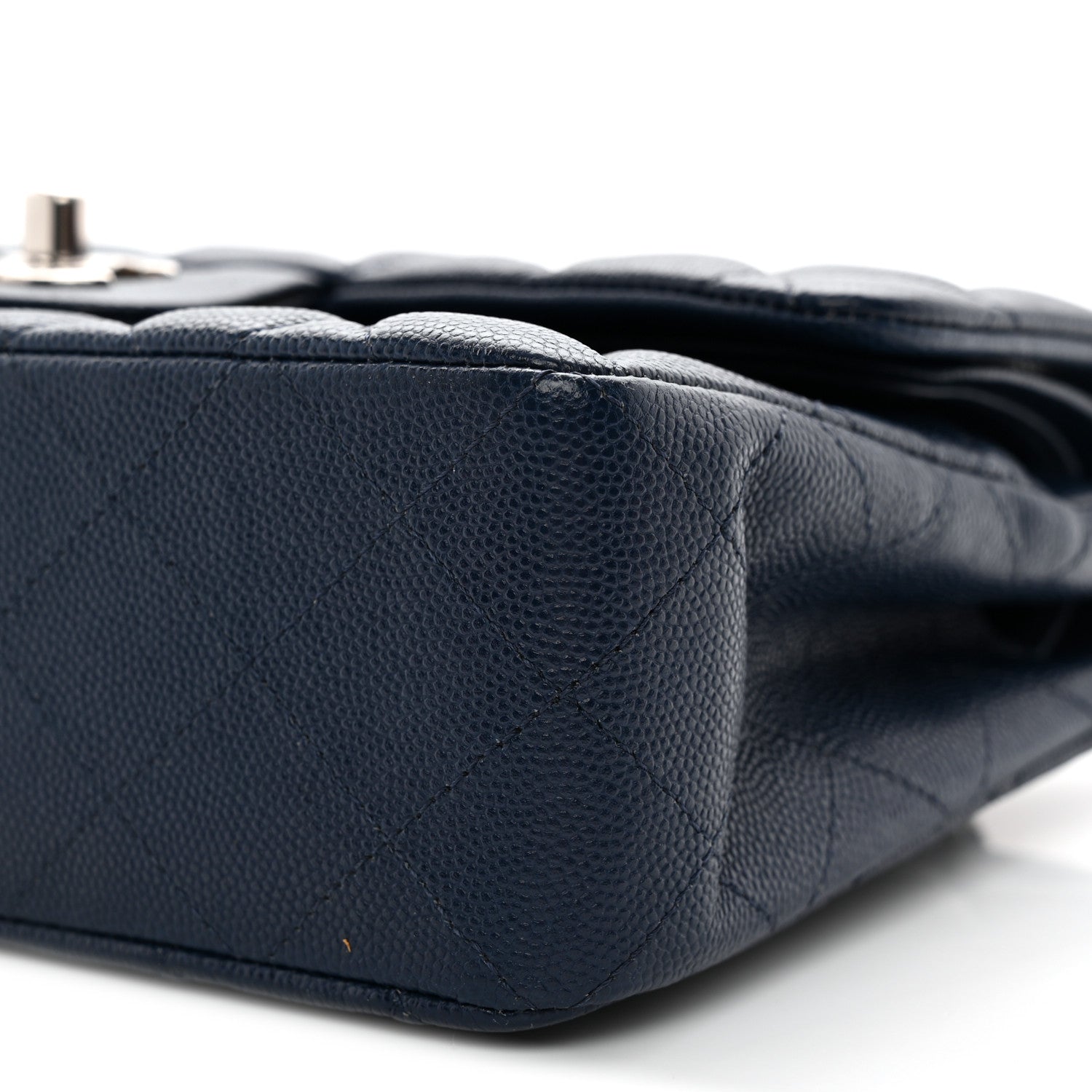 Caviar Quilted Small Double Flap Blue