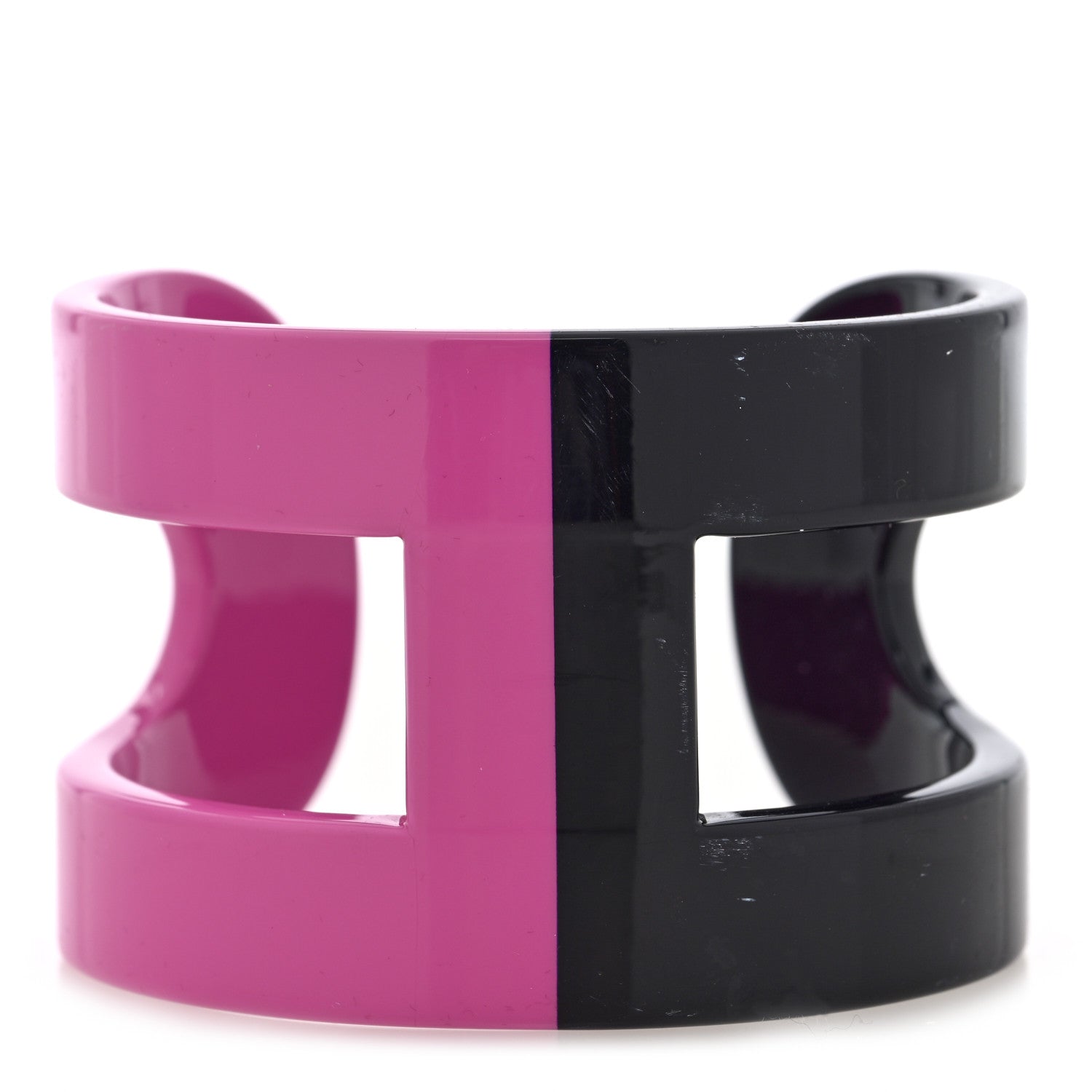 Lacquered Wood Ano Cuff GM Pink Black