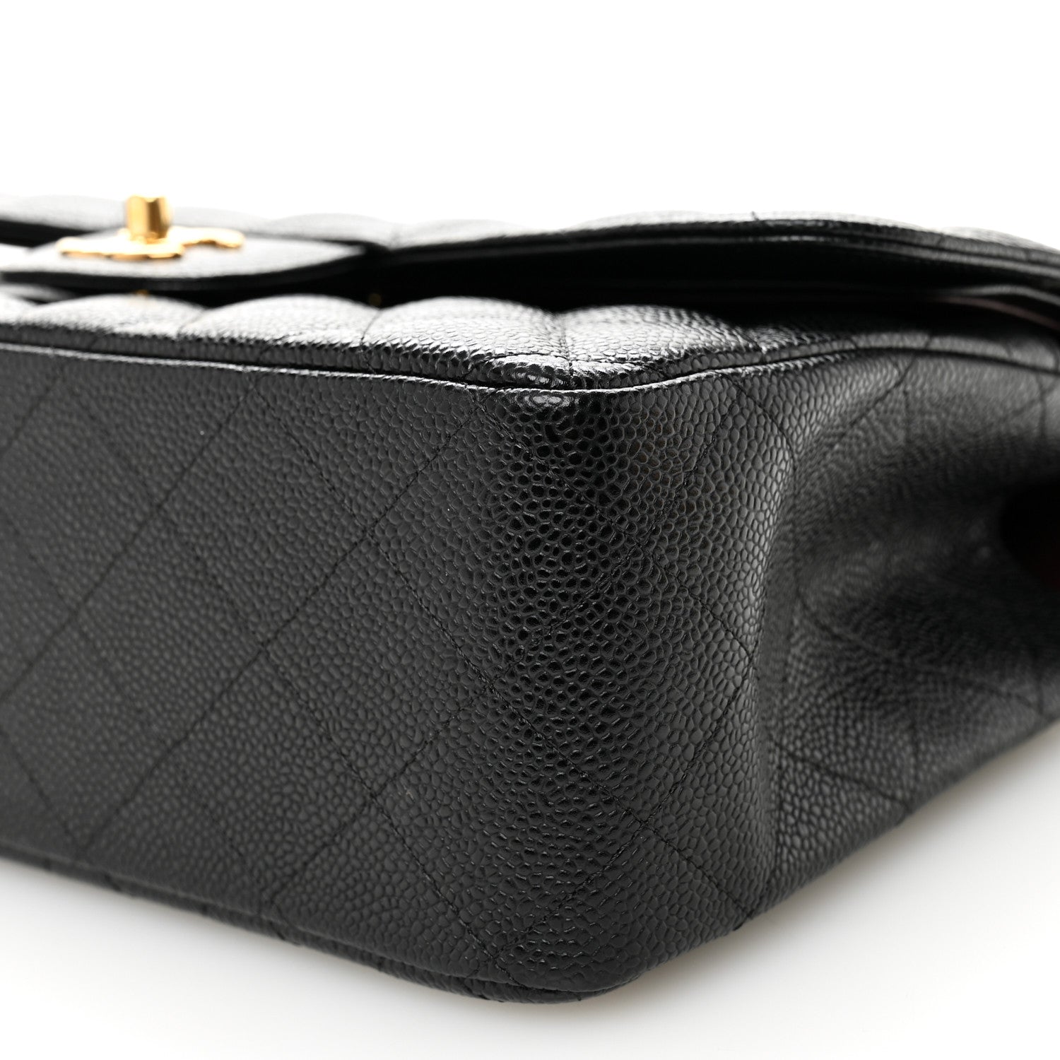 Caviar Quilted Jumbo Double Flap Black