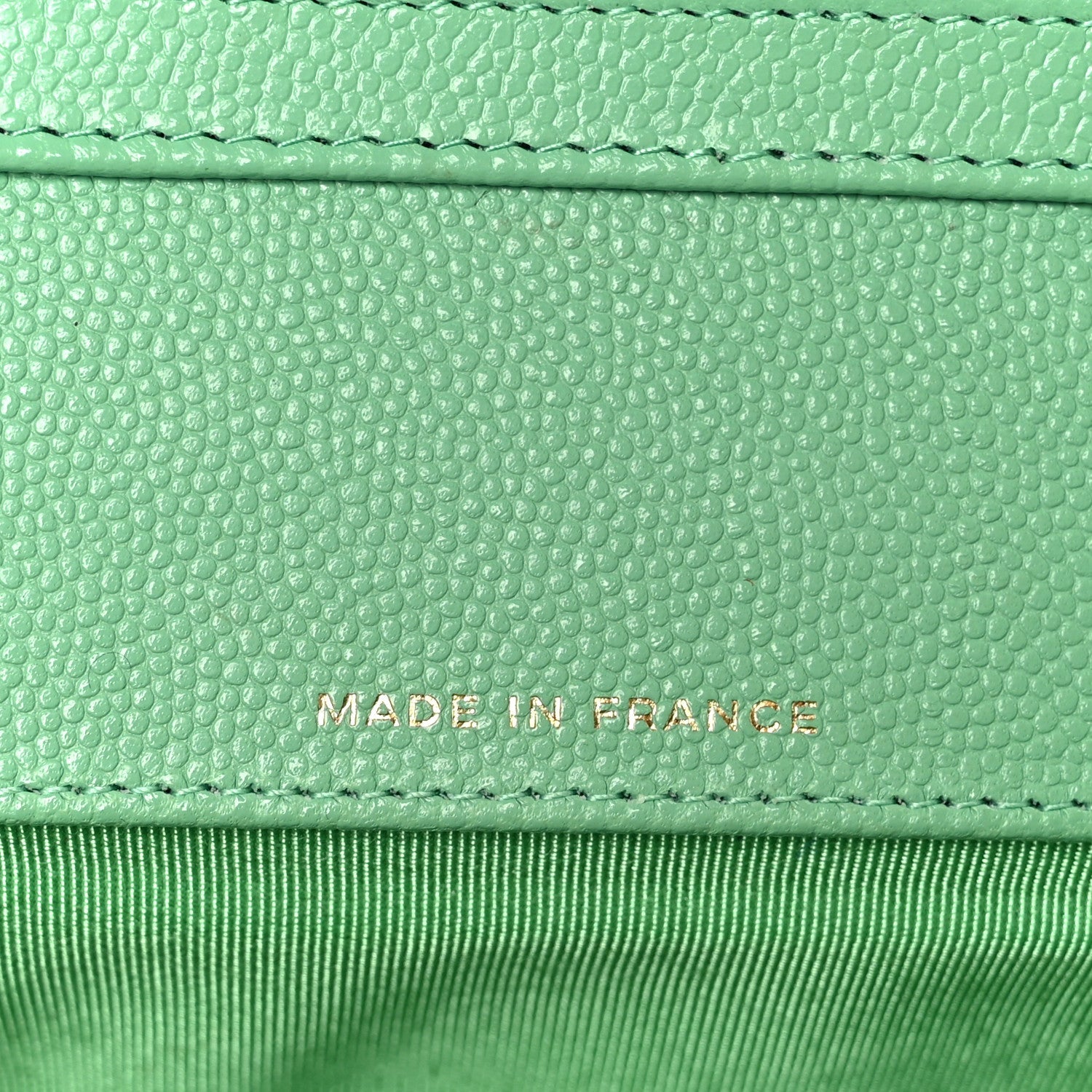 Caviar Quilted Flap Phone Holder With Chain Green