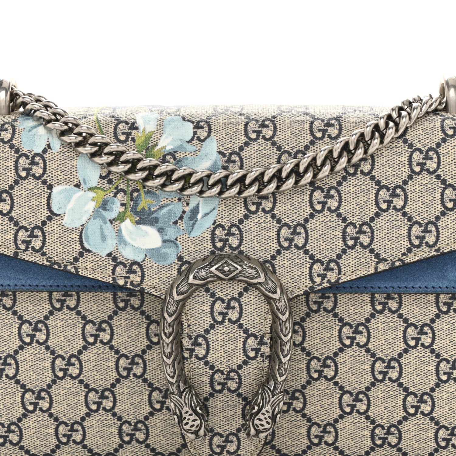 GG Supreme Monogram Blooms Small Dionysus Shoulder Bag Beige Navy Vintage Blue