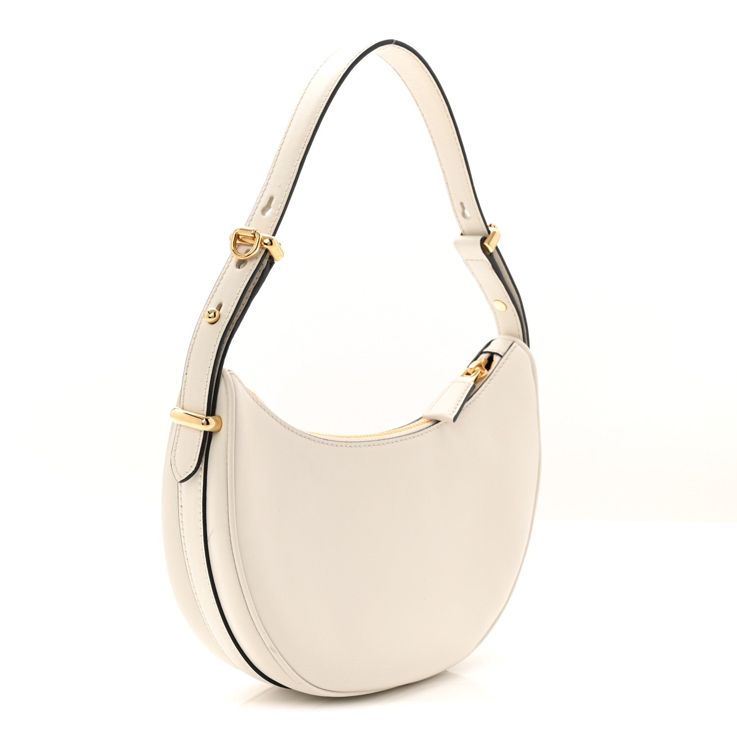 Soft Calfskin Small Arque Shoulder Bag White