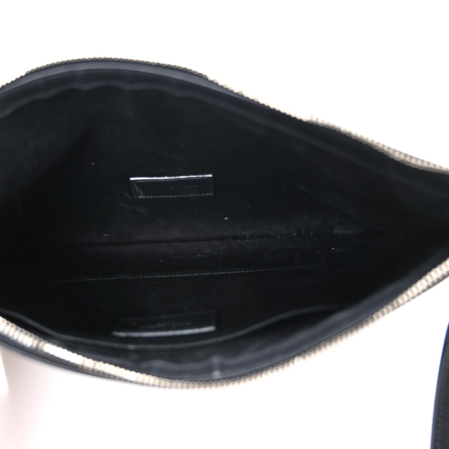 Linen Canvas Rive Gauche Zipped Pouch Deep Grey Black