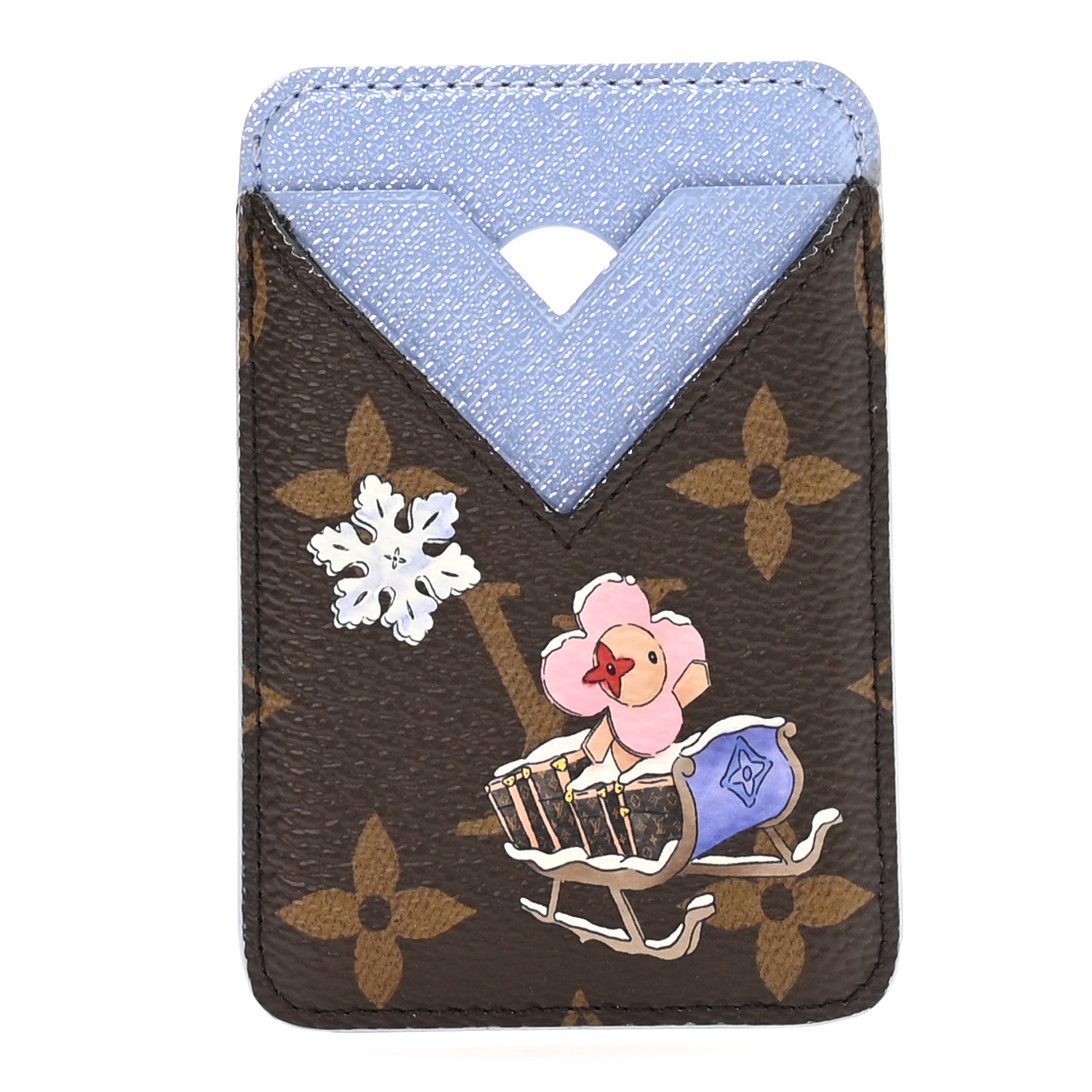 Monogram Magnet Vivienne Card Holder Blue Frost