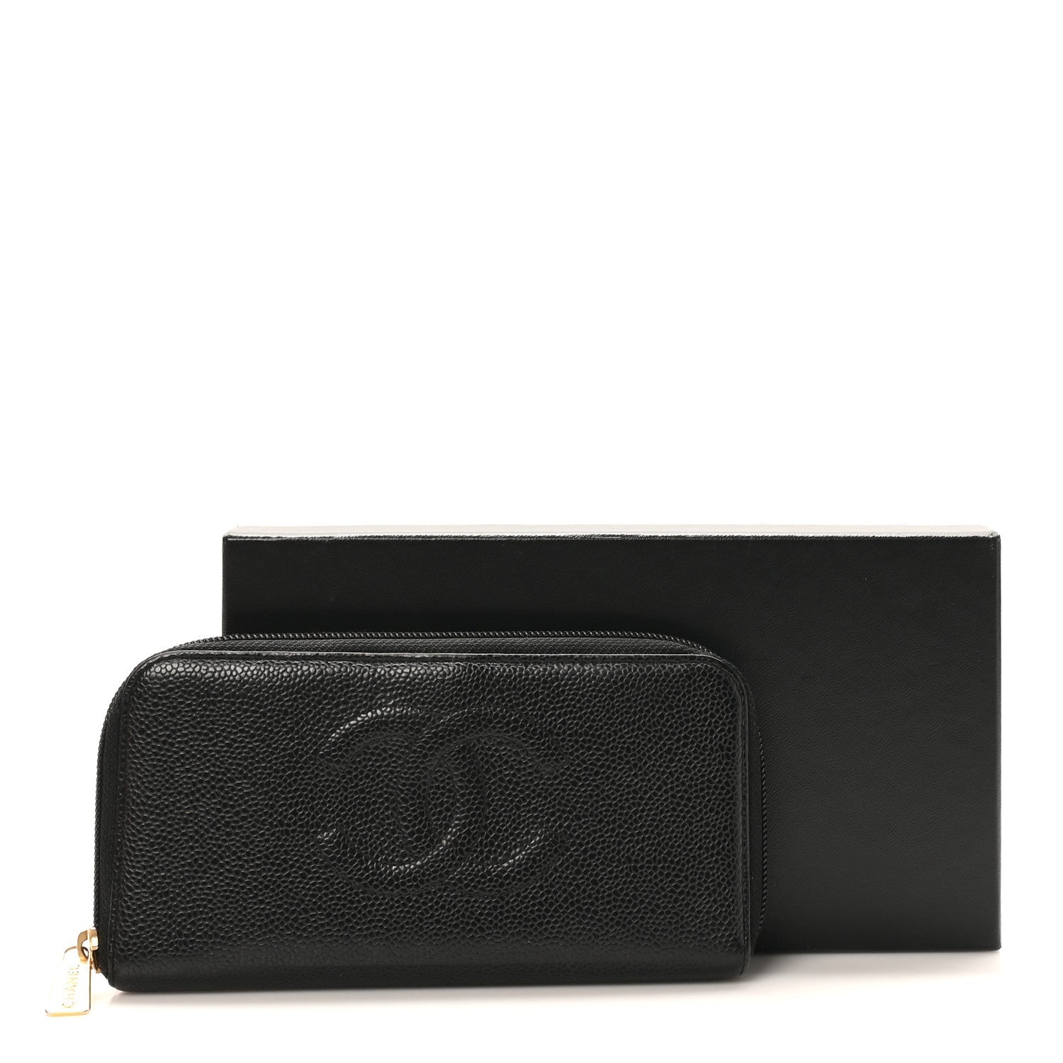 Caviar CC Timeless Large Zip Around Wallet Black