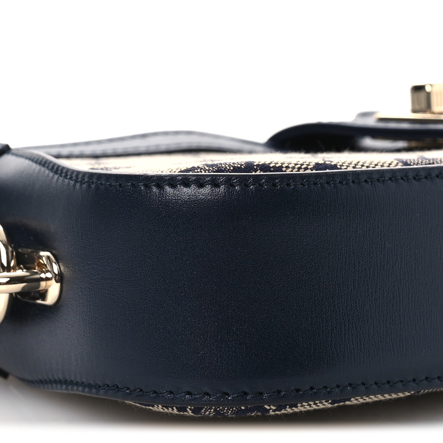 Calfskin Monogram Mini Moon Side Shoulder Bag Navy