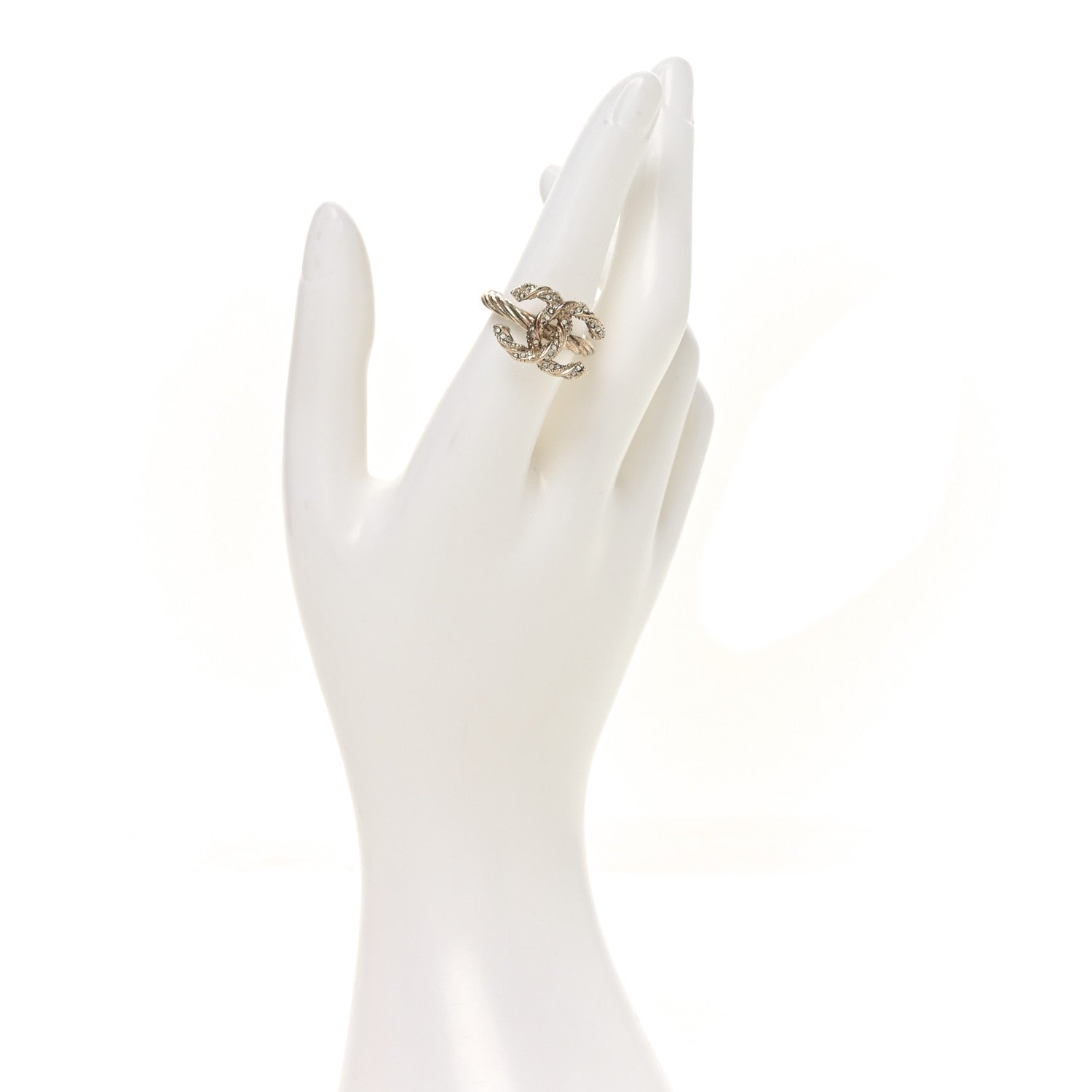Crystal Twisted CC Ring 53 6.5 Gold