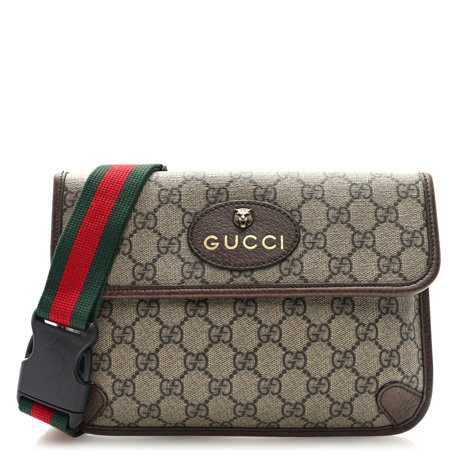 GG Supreme Monogram Neo Vintage Web Belt Bag Brown