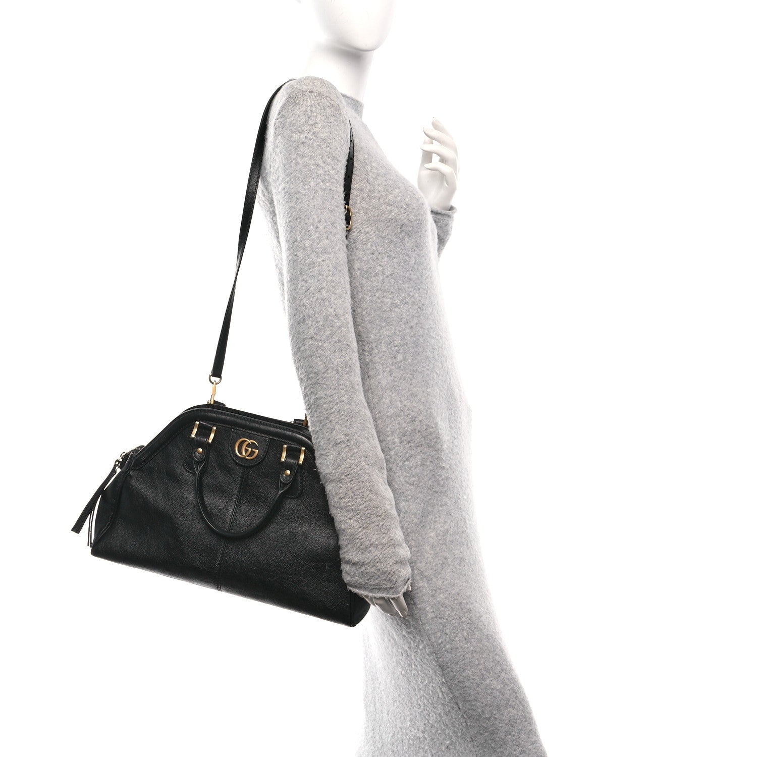 Calfskin Medium Re(Belle) Top Handle Bag Black