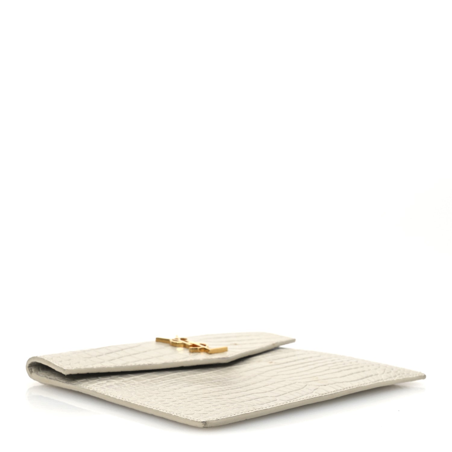 Calfskin Crocodile Embossed Monogram Uptown Baby Pouch Perle