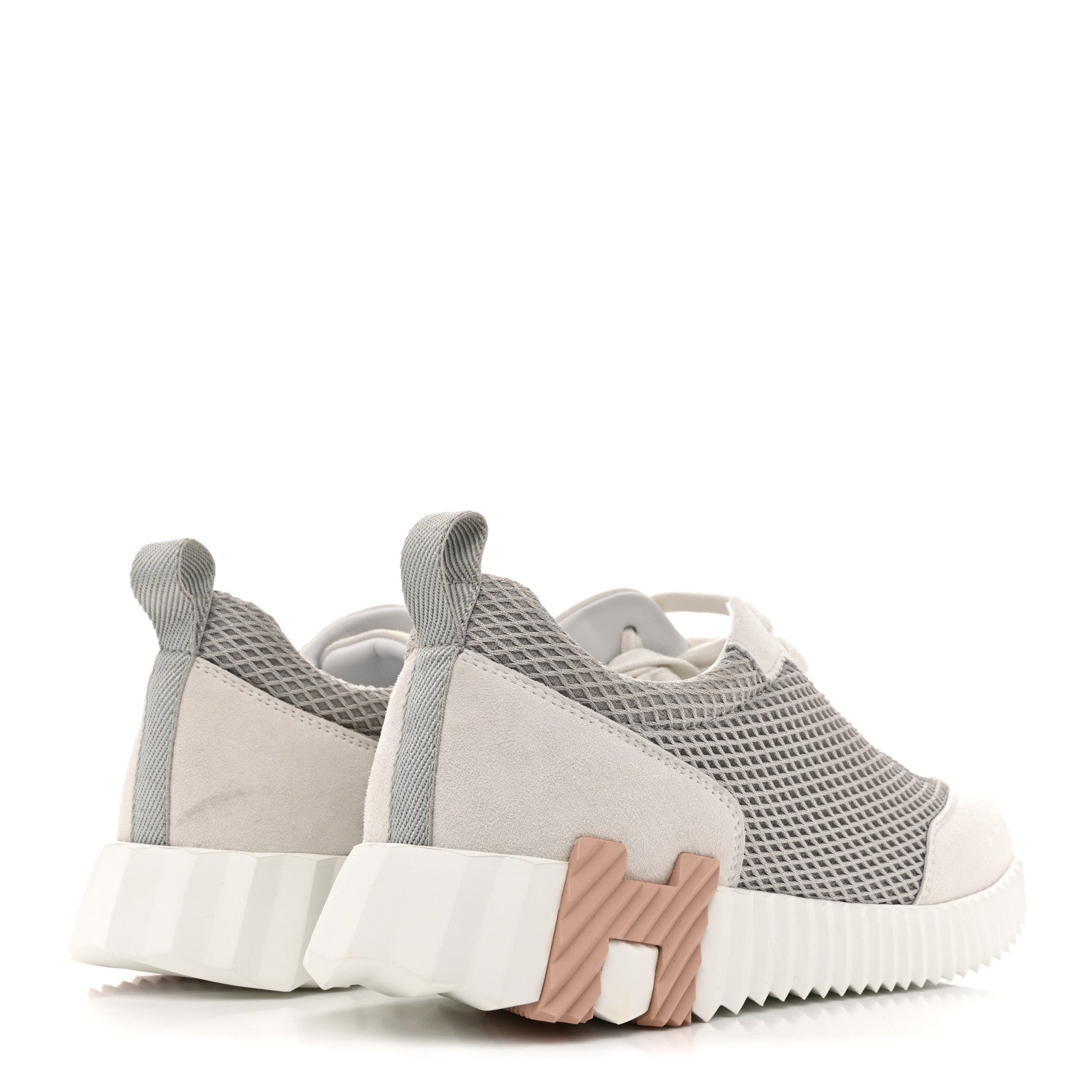 Air Mesh Suede Goatskin Bouncing Sneakers 38.5 Gris Lulea White