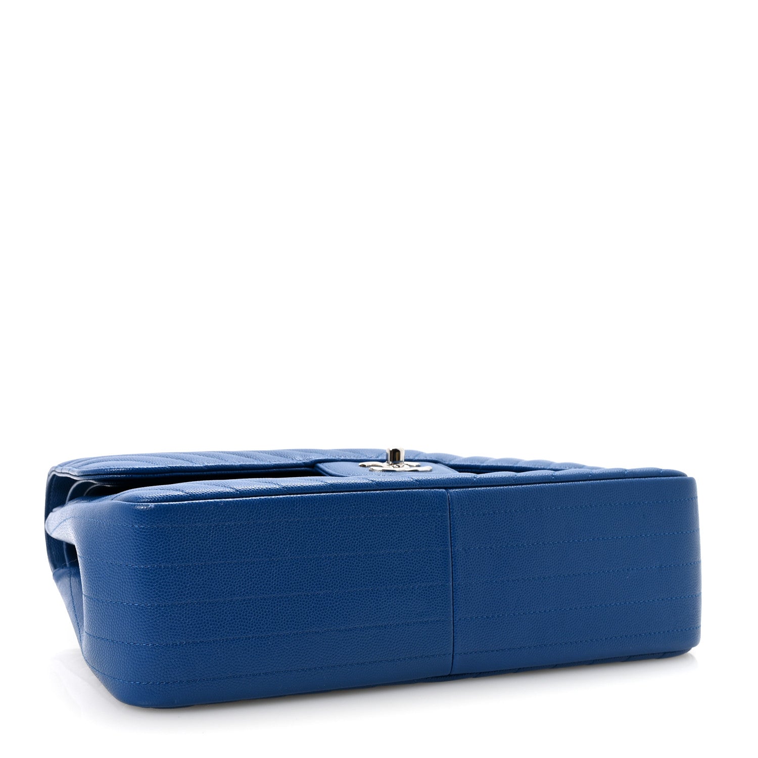 Caviar Chevron Quilted Jumbo Double Flap Blue
