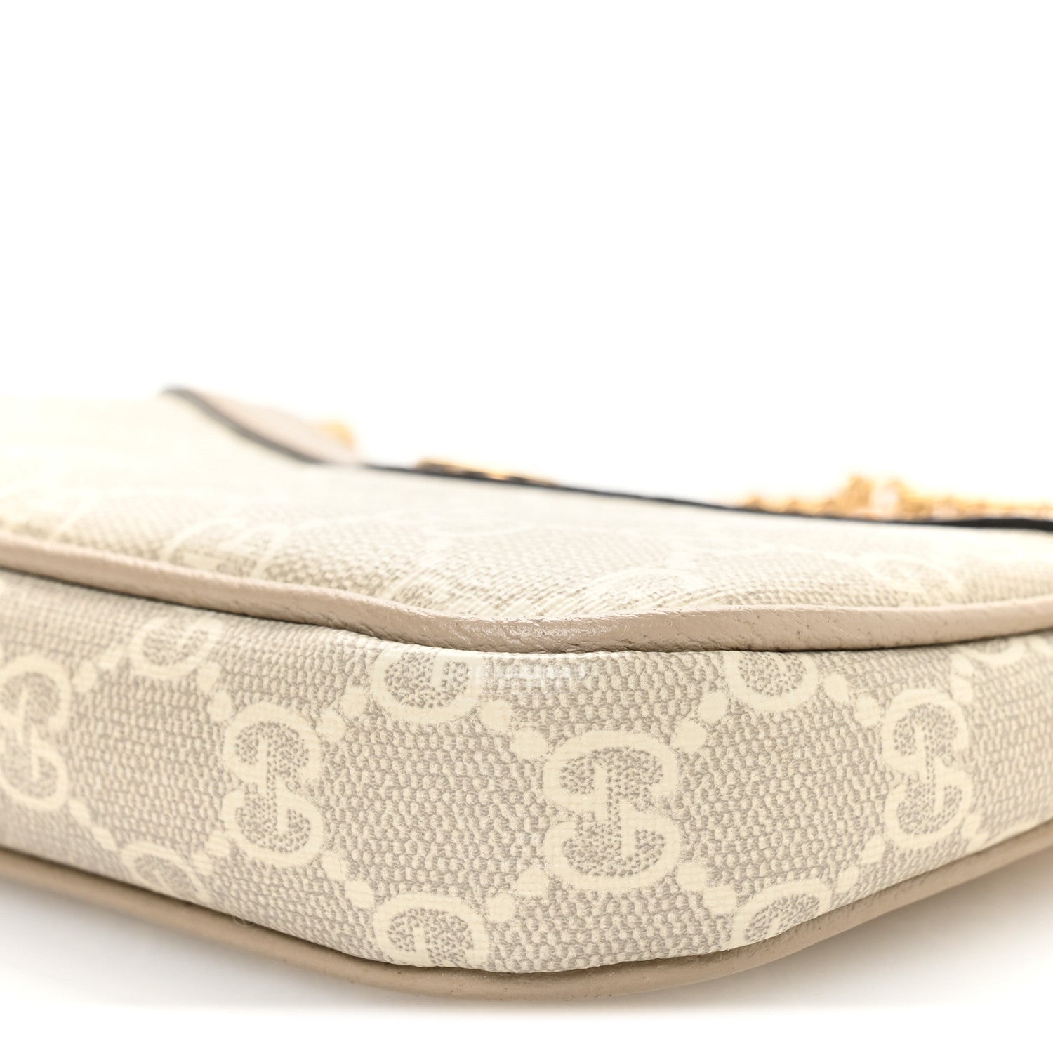 GG Supreme Monogram Textured Dollar Calfskin Web Mini Ophidia GG Handbag Beige Mystic White Oatmeal