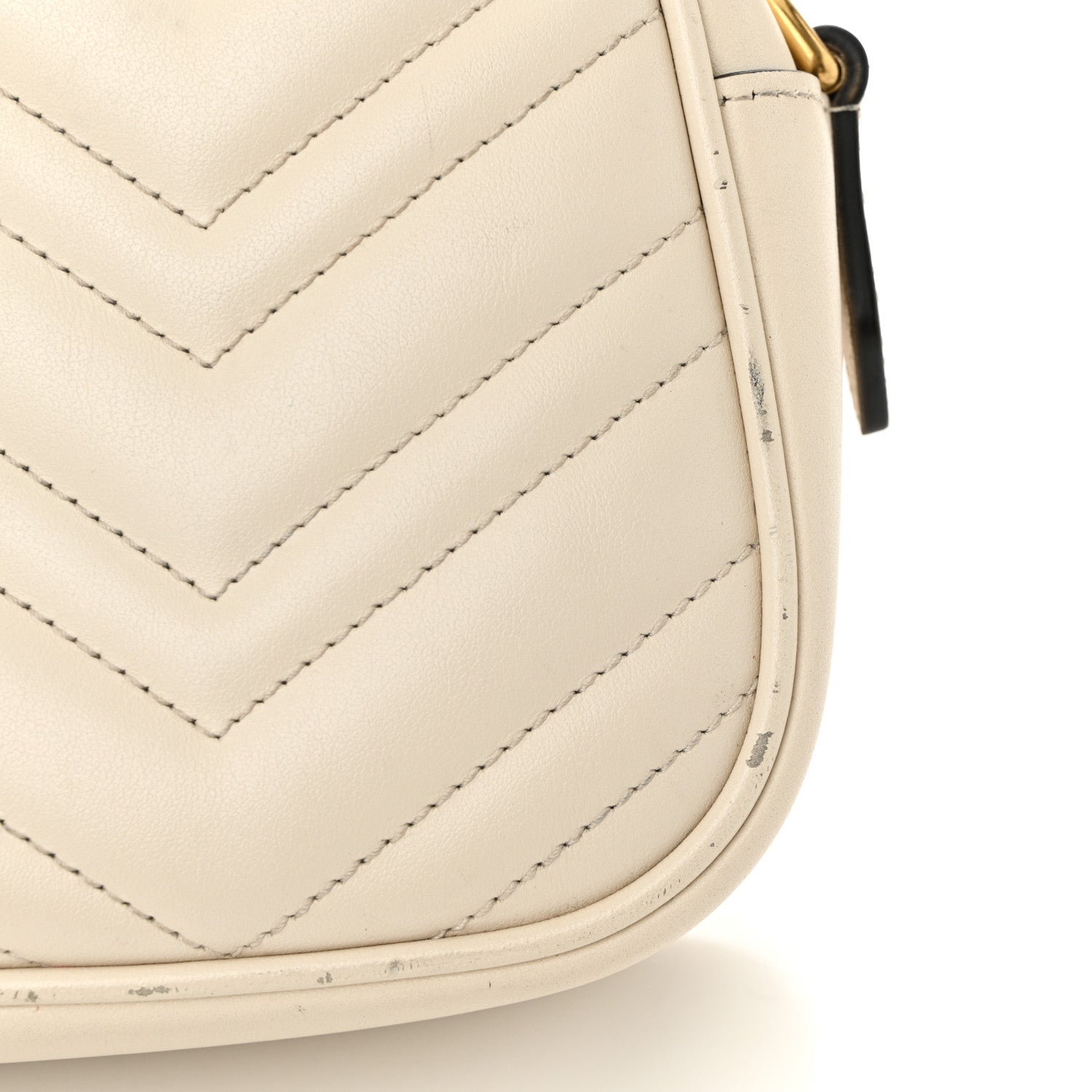Calfskin Matelasse Small GG Marmont Chain Shoulder Bag White
