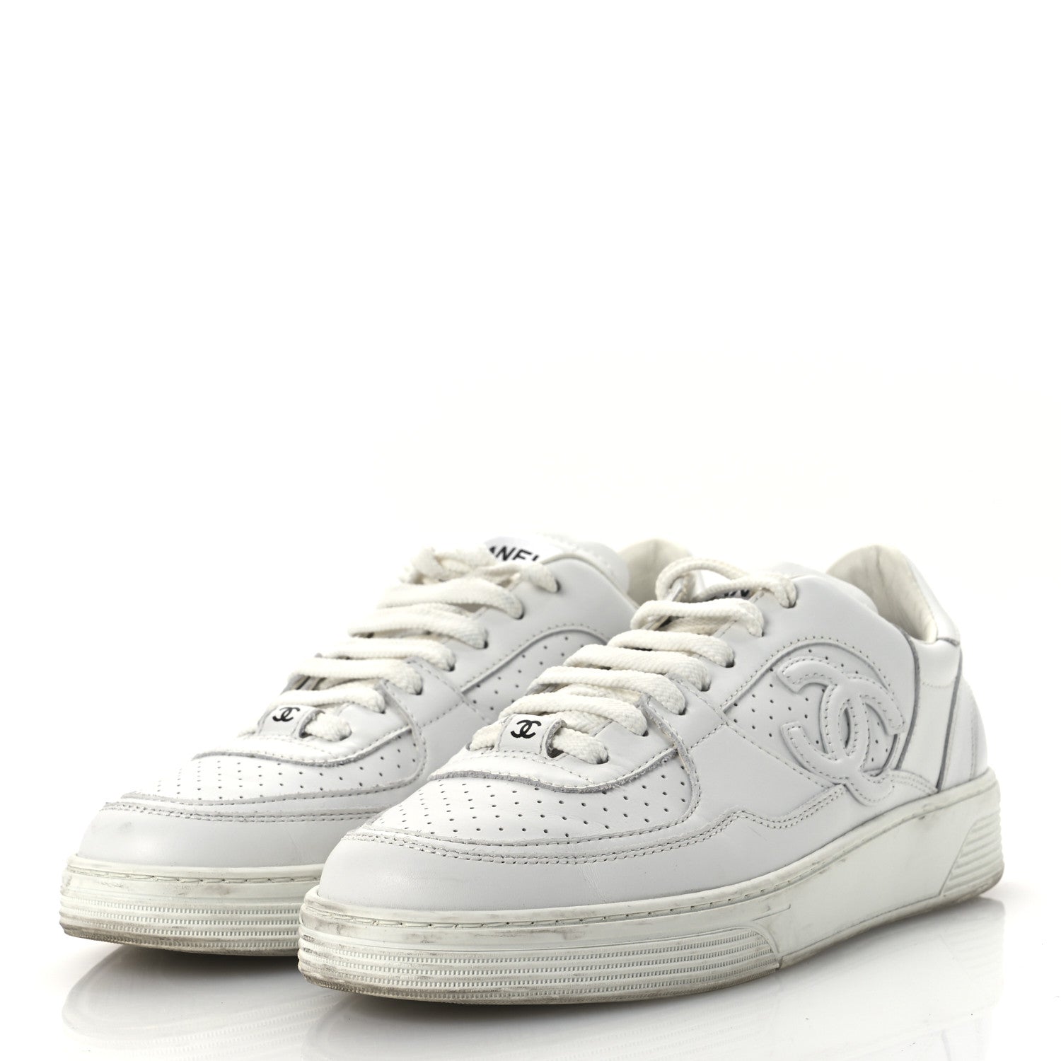 Calfskin Womens CC Sneakers 39.5 White