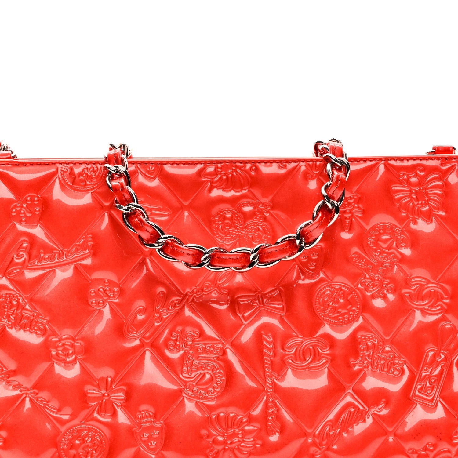 Patent Calfskin Lucky Symbols Pochette Coral