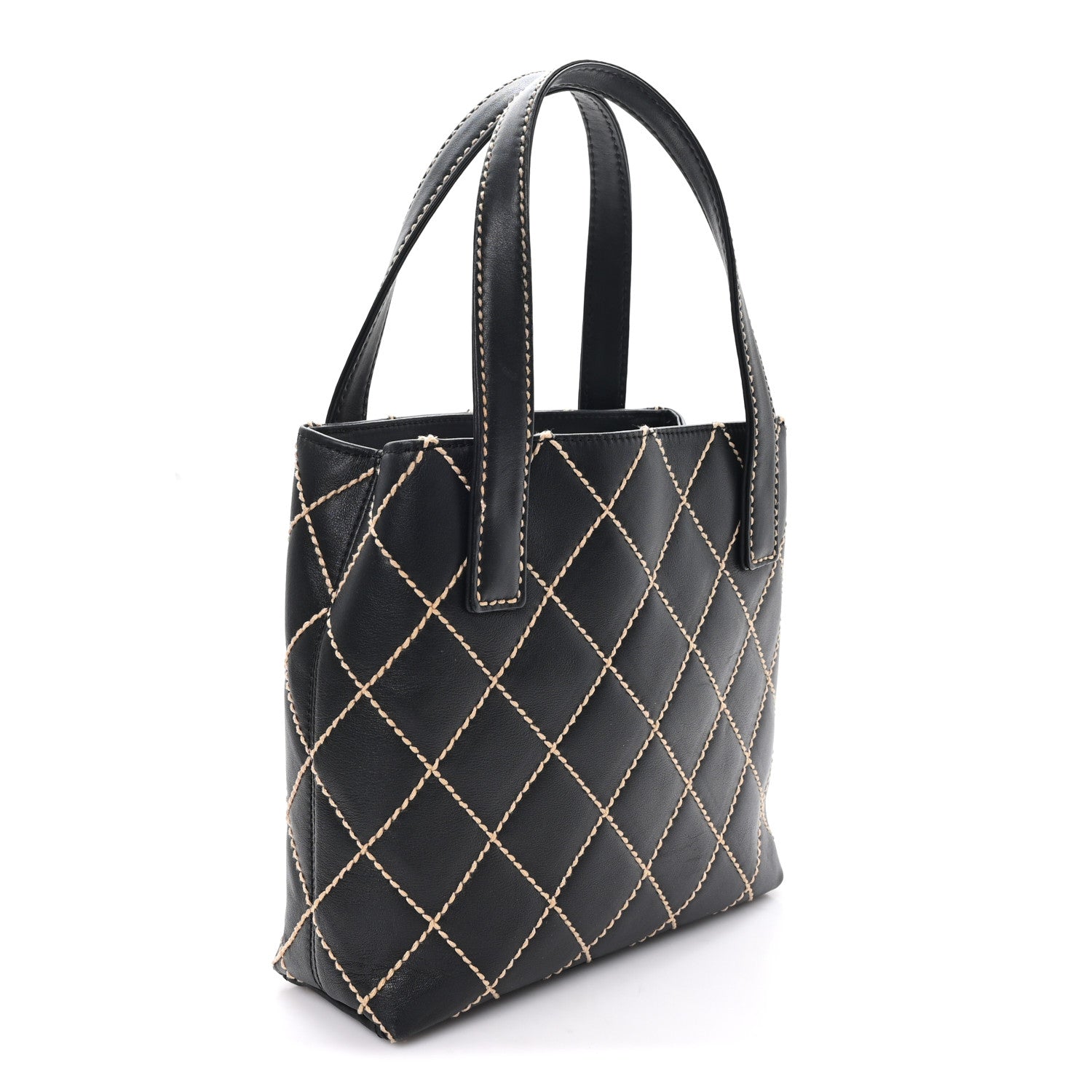 Calfskin Wild Stitch Tote Black