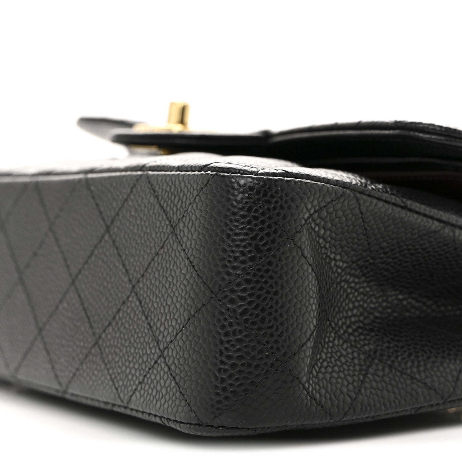 Caviar Quilted Small Double Flap Black