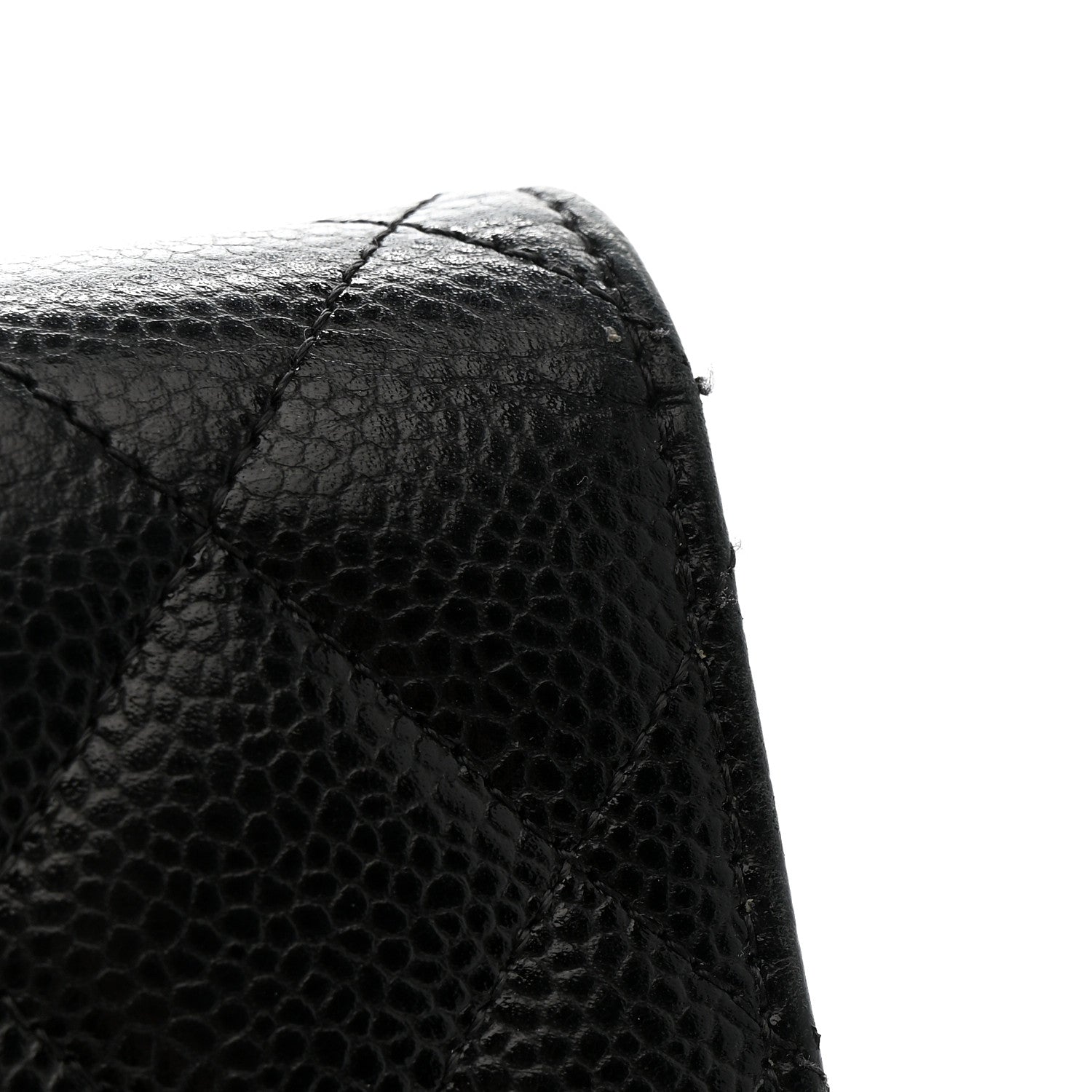 Caviar Quilted Large Gusset Flap Wallet Black