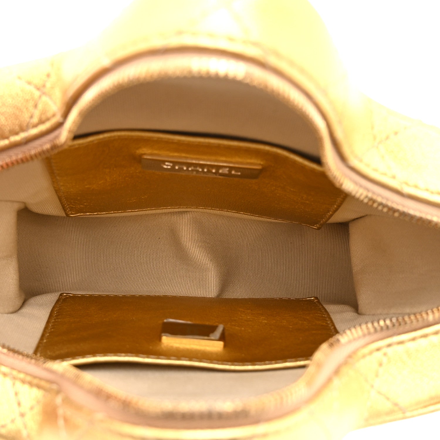 Metallic Lambskin Quilted Walk Of Fame Star Bag Gold