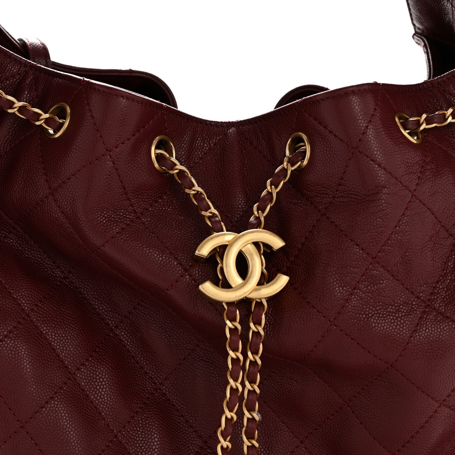 Caviar Quilted Medium Chanel 25 Handbag Burgundy