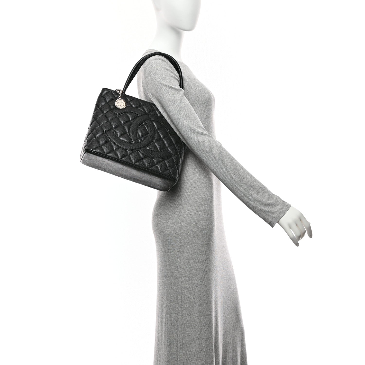 Caviar Quilted Medallion Tote Black