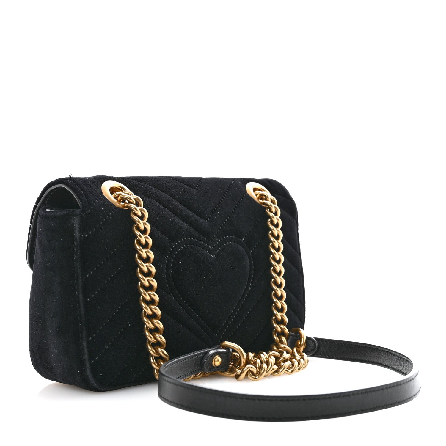 Velvet Matelasse Small GG Marmont Shoulder Bag Black