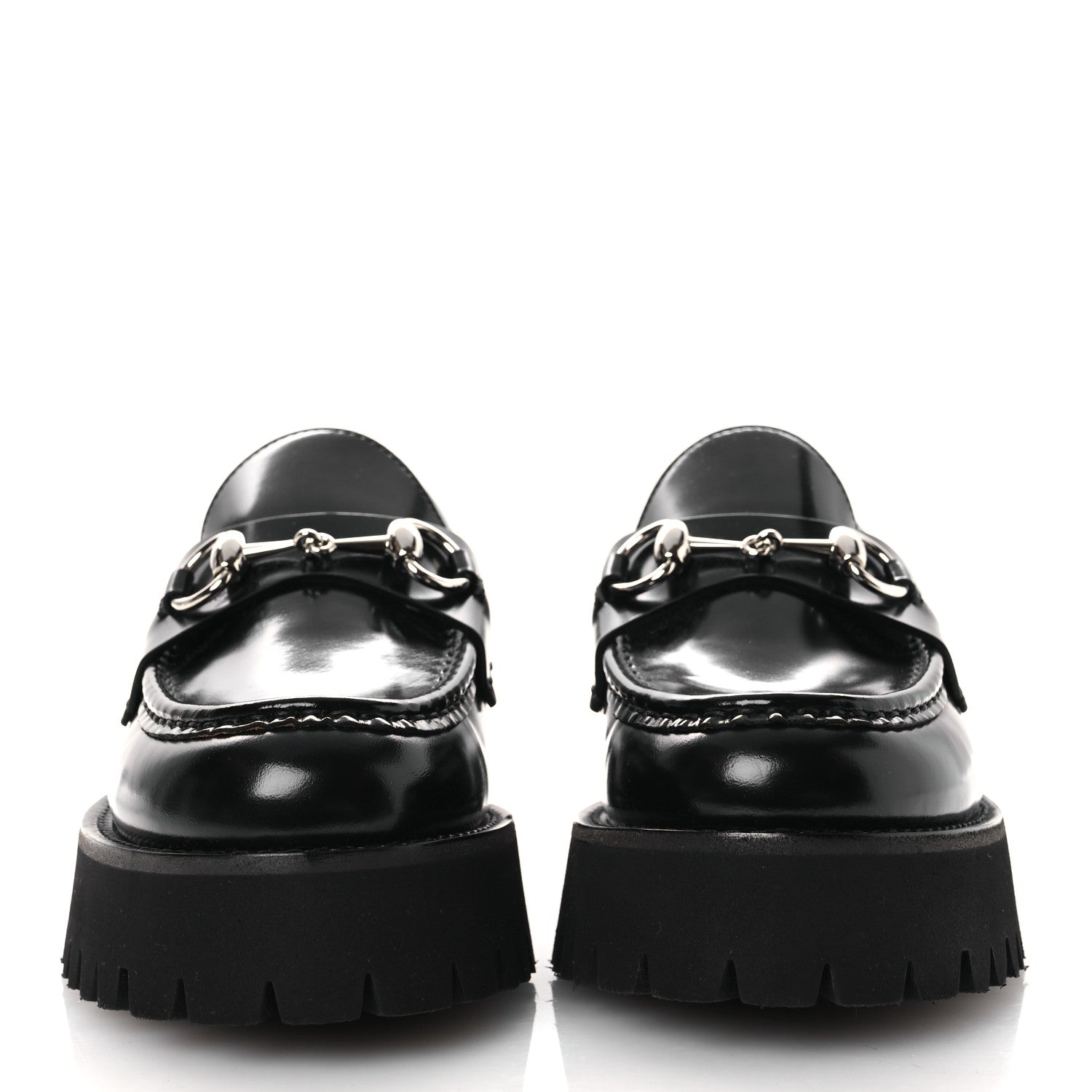 Cordovan Lux Womens Horsebit 45mm Platform Loafers 38.5 Black