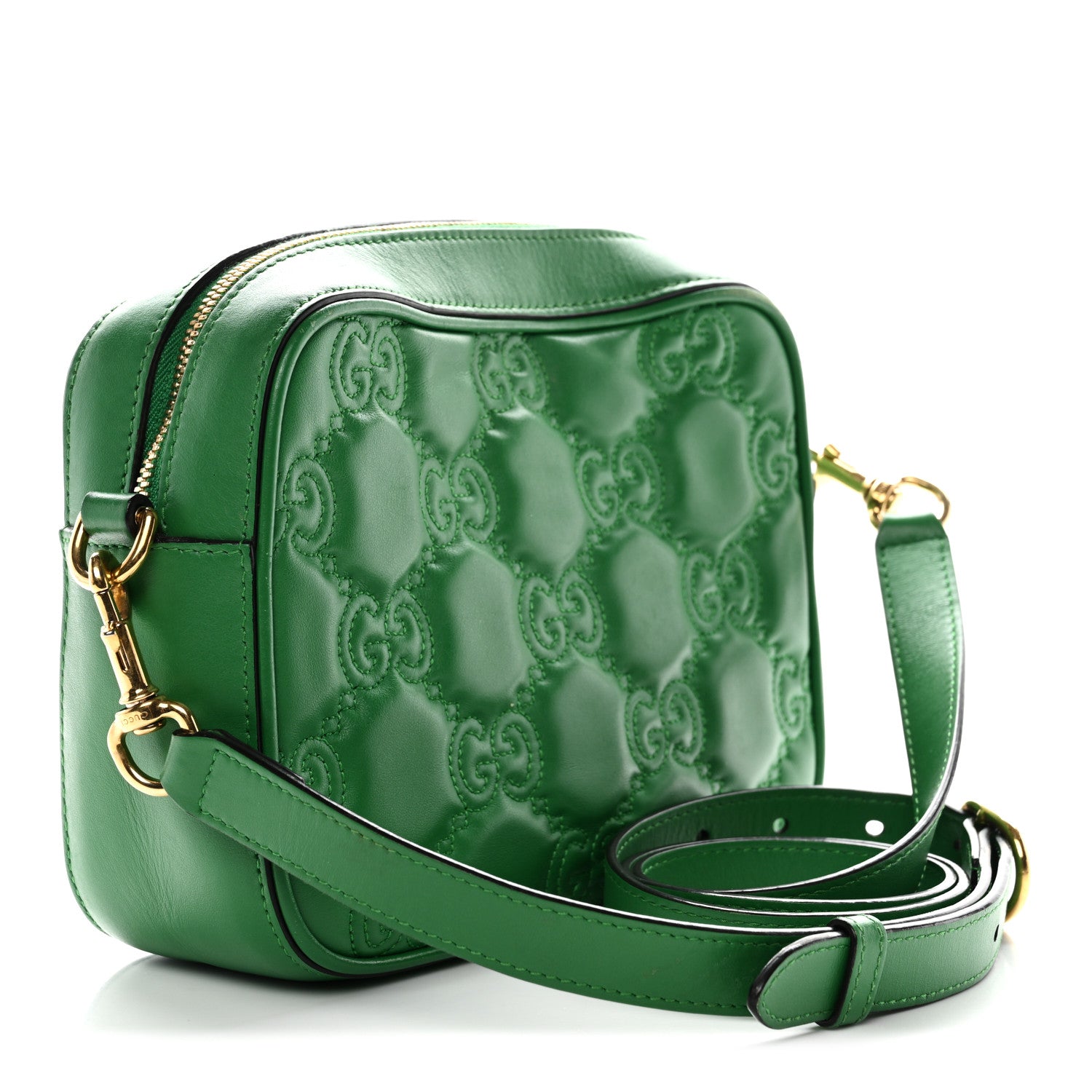 Calfskin GG Matelasse Shoulder Bag Spring Green Natural
