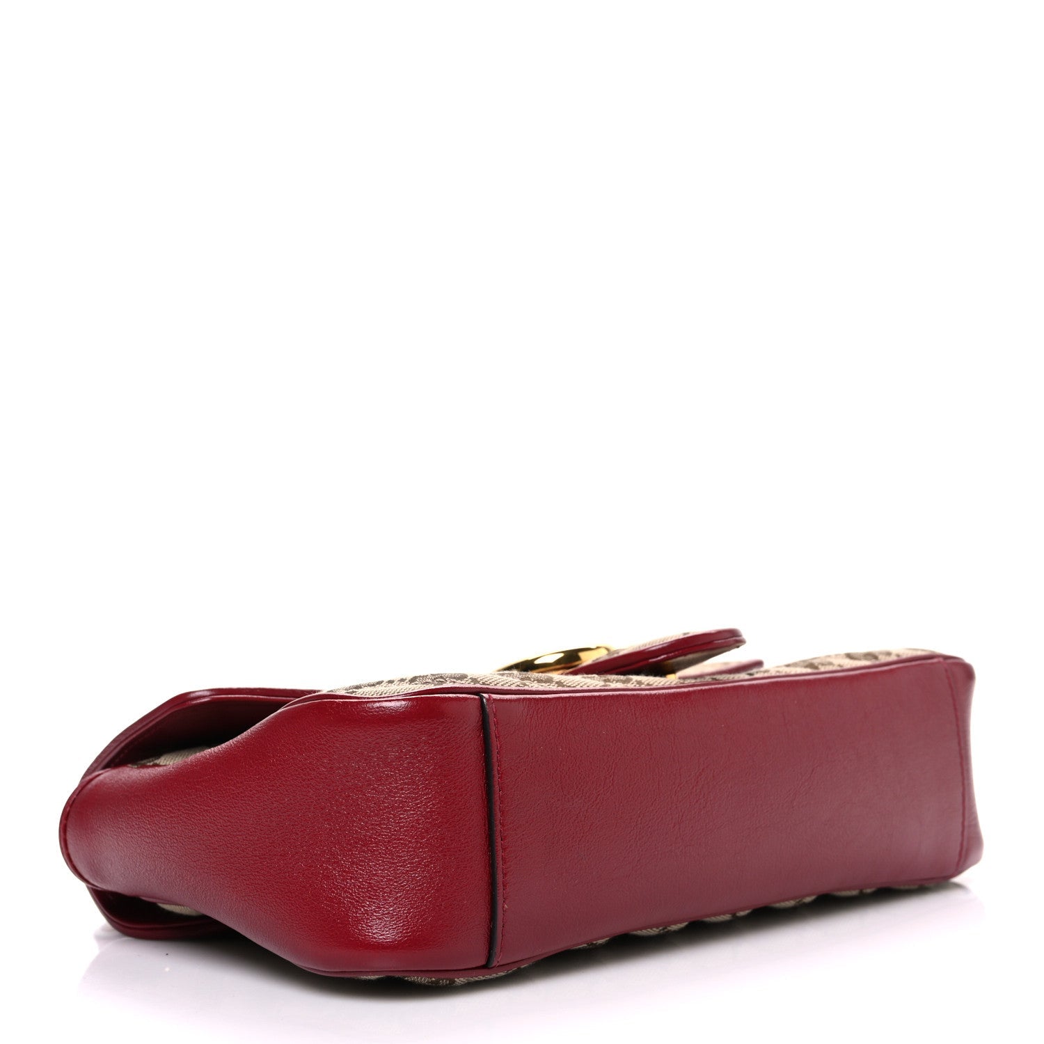 Monogram Azalea Calfskin Matelasse Diagonal Small GG Marmont Chain Shoulder Bag Beige Ebony New Cherry Red