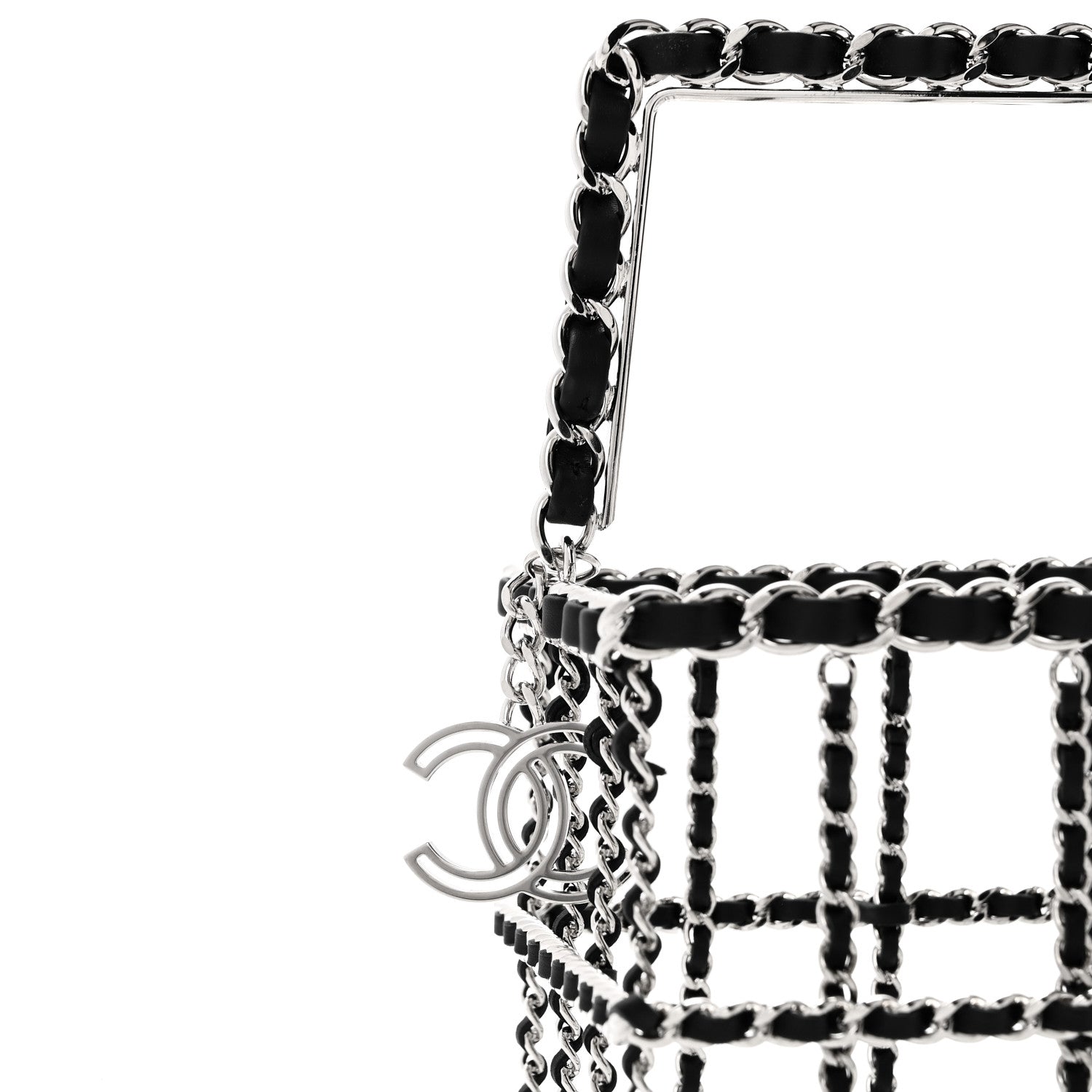 Brass Calfskin Grocery By Chanel Minaudiere Shopping Basket Silver