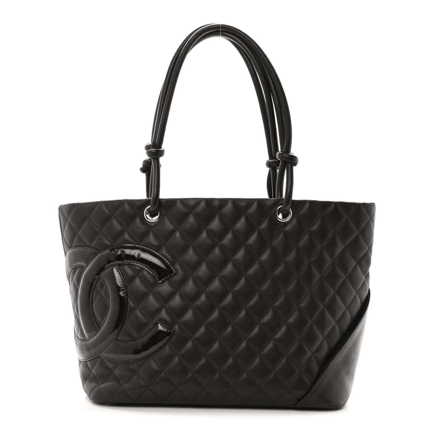 Calfskin Quilted Large Cambon Tote Brown