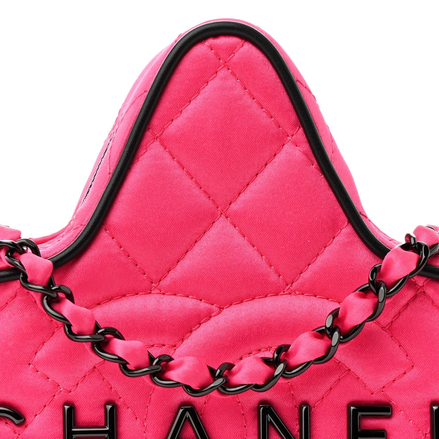 Satin Quilted Walk of Fame Star Bag Fuchsia Black