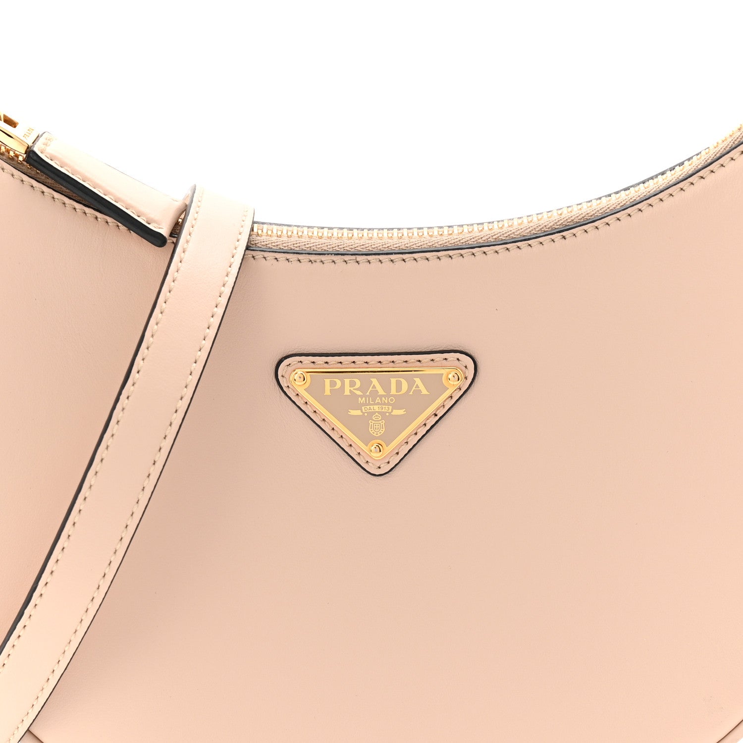 Soft Calfskin Arque Shoulder Bag Travertino