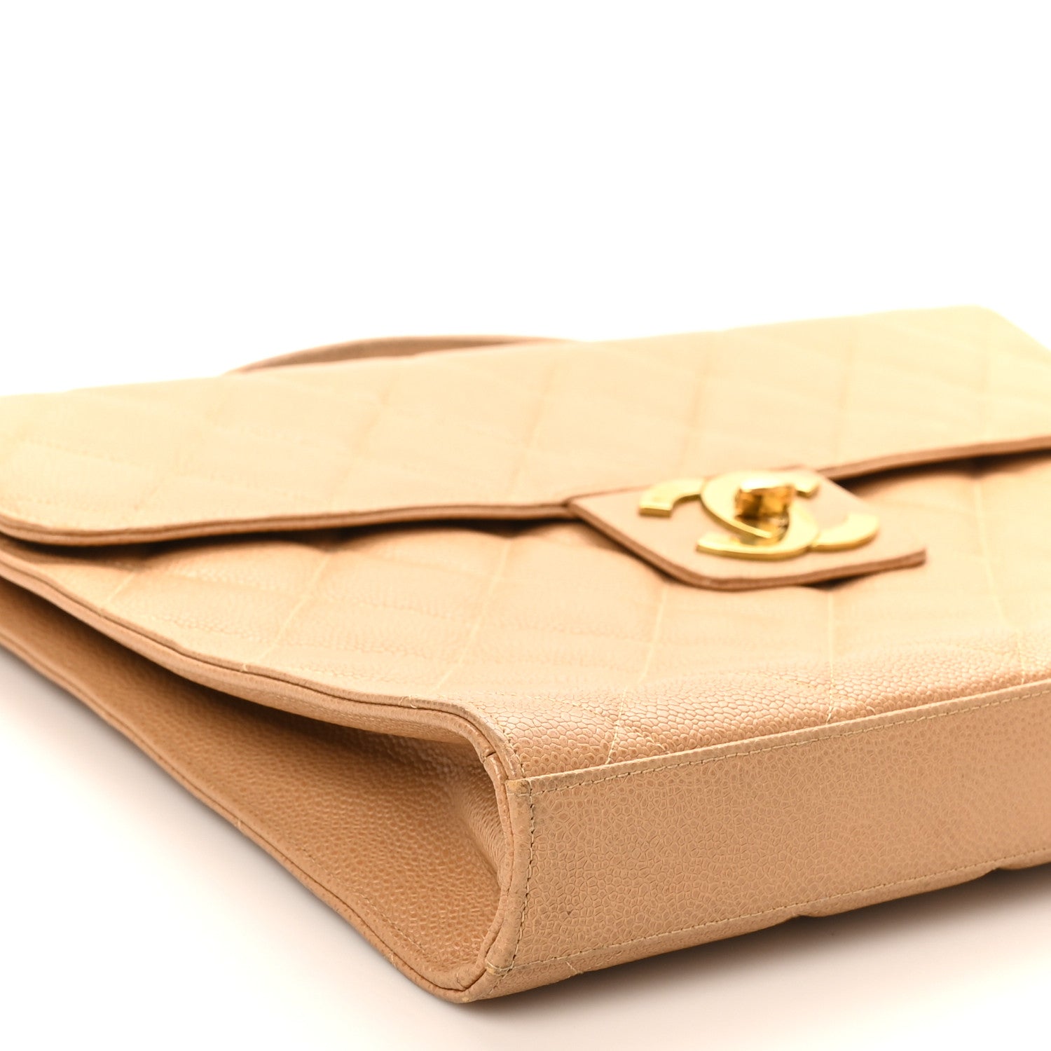 Caviar Quilted Briefcase Laptop Bag Beige