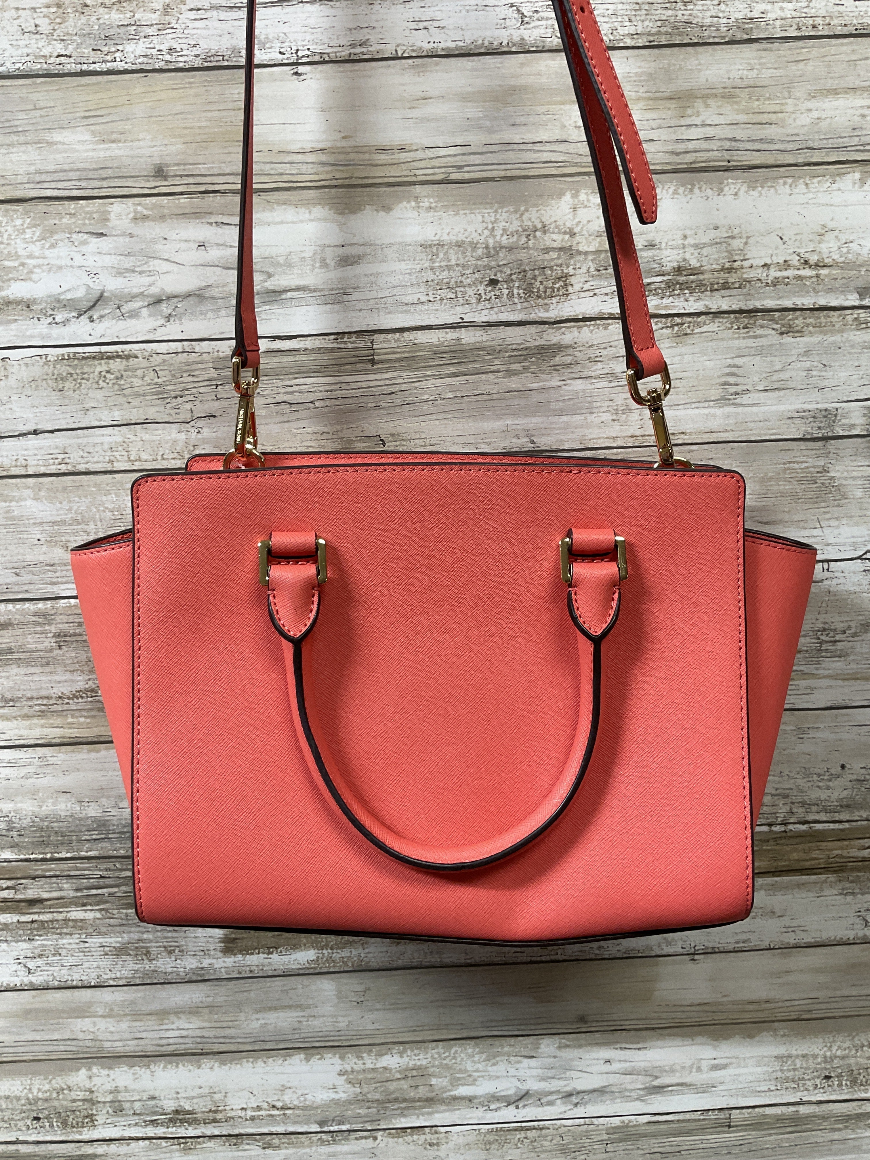 Handbag Designer By Michael Kors In Coral, Size:Medium
