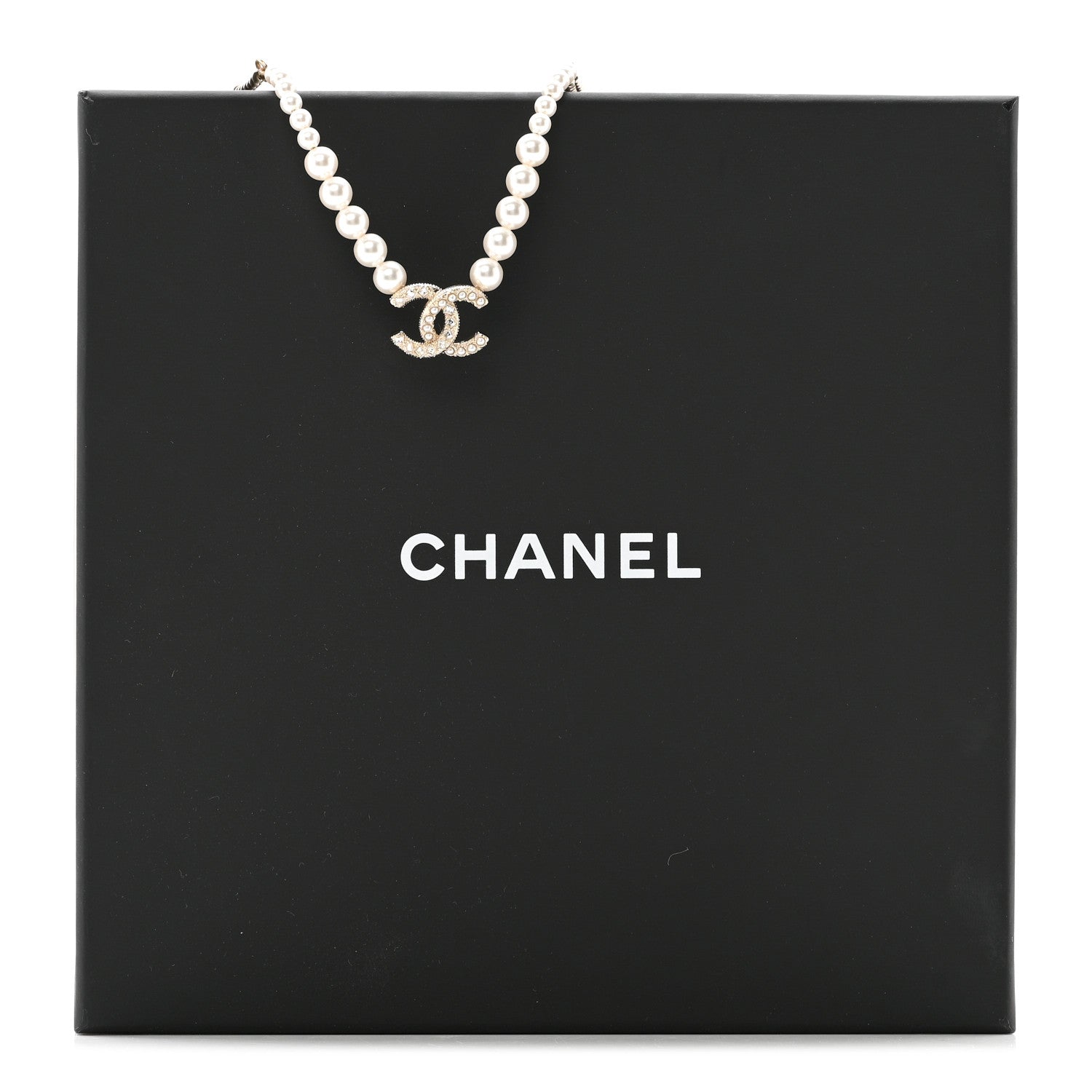 Pearl Crystal CC Short Necklace Gold