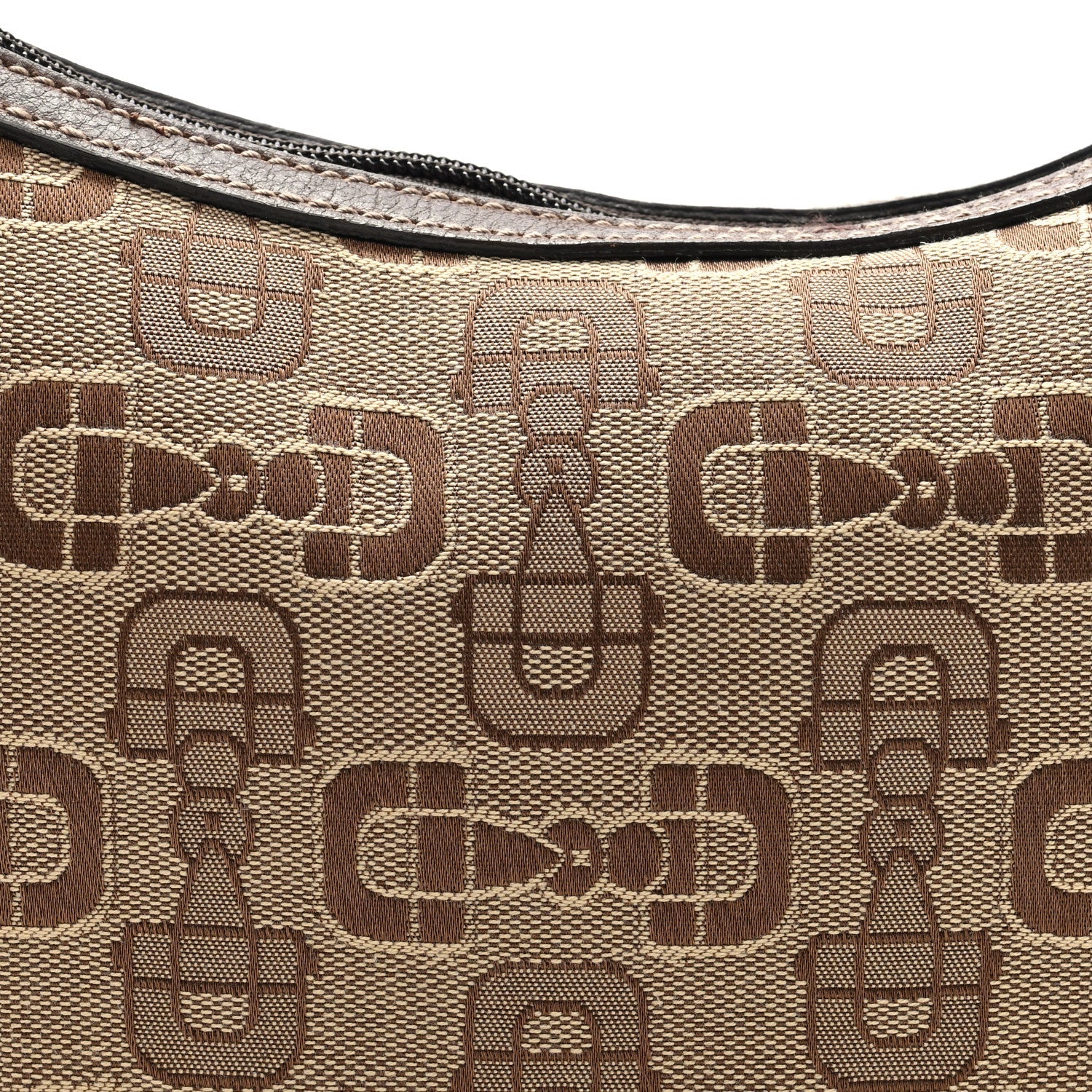Canvas Horsebit Print Medium Pop Hobo Dark Brown