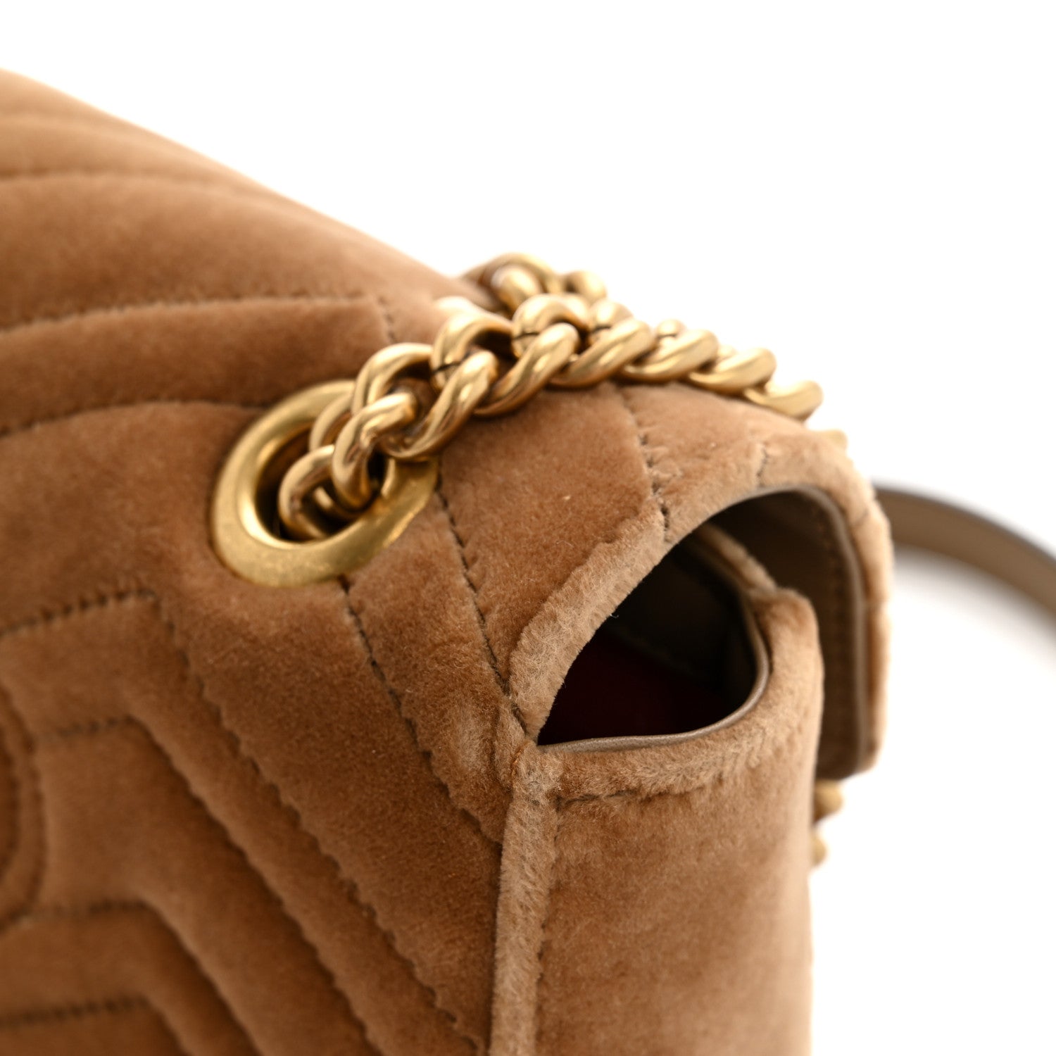Velvet Matelasse Mini GG Marmont Shoulder Bag Taupe