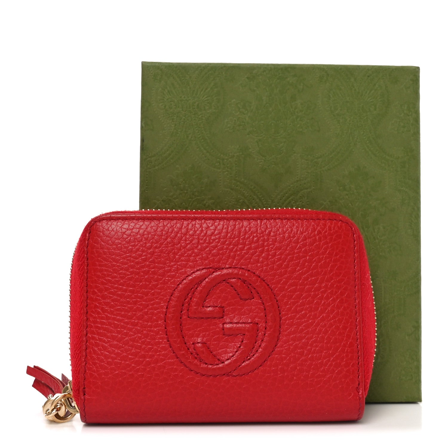 Pebbled Calfskin Small Soho Zip Around Wallet Red