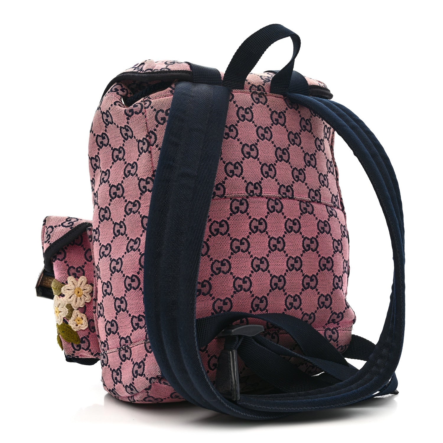 Monogram Multicolor Floral Embroidered Large Retro Interlocking G Three Pocket Backpack Pink Blue Multicolor
